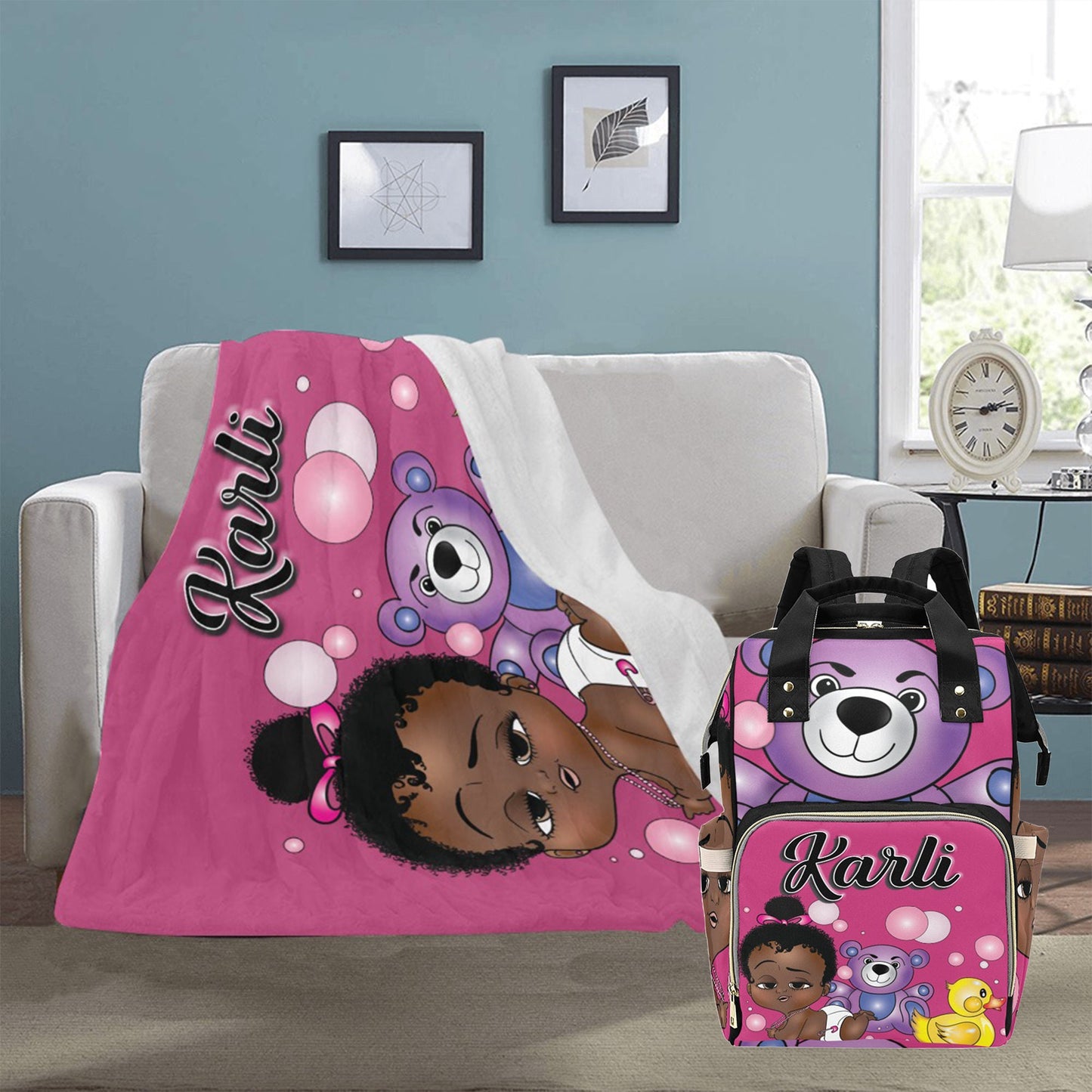 Personalized Baby Girl Blanket/ fleece Blanket/ Custom Name Blanket/ Newborn Baby Girl/ Baby Shower Gift/ African American Baby Girl