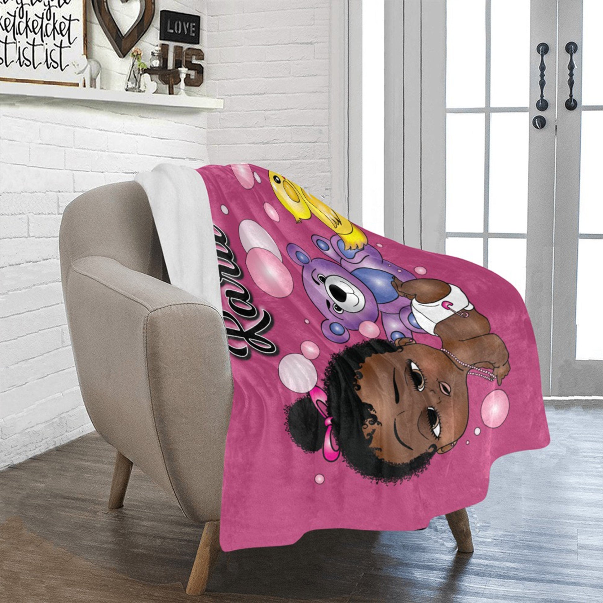 Personalized Baby Girl Blanket/ fleece Blanket/ Custom Name Blanket/ Newborn Baby Girl/ Baby Shower Gift/ African American Baby Girl
