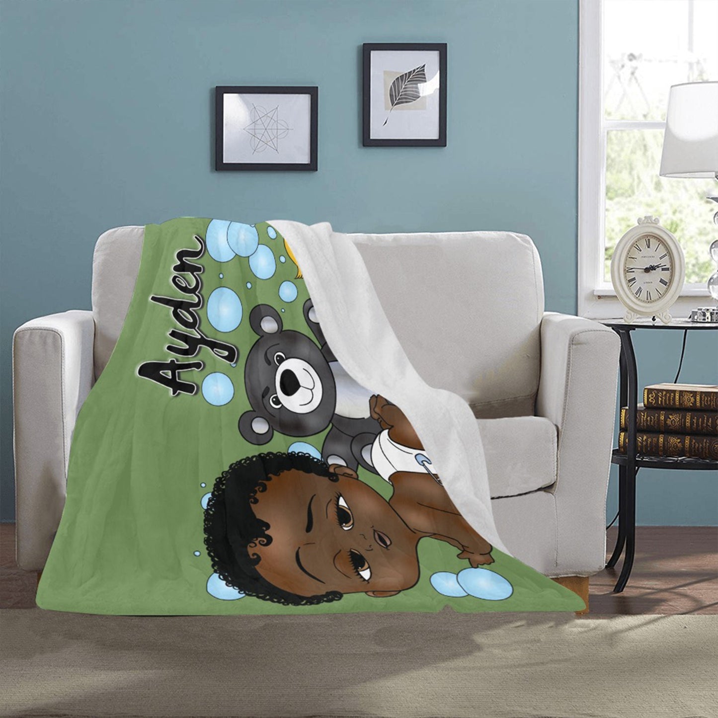Personalized Baby Boy Blanket/ fleece Blanket/ Custom Name Blanket/ Newborn Baby Boy/ Baby Shower Gift/ African American Baby Boy