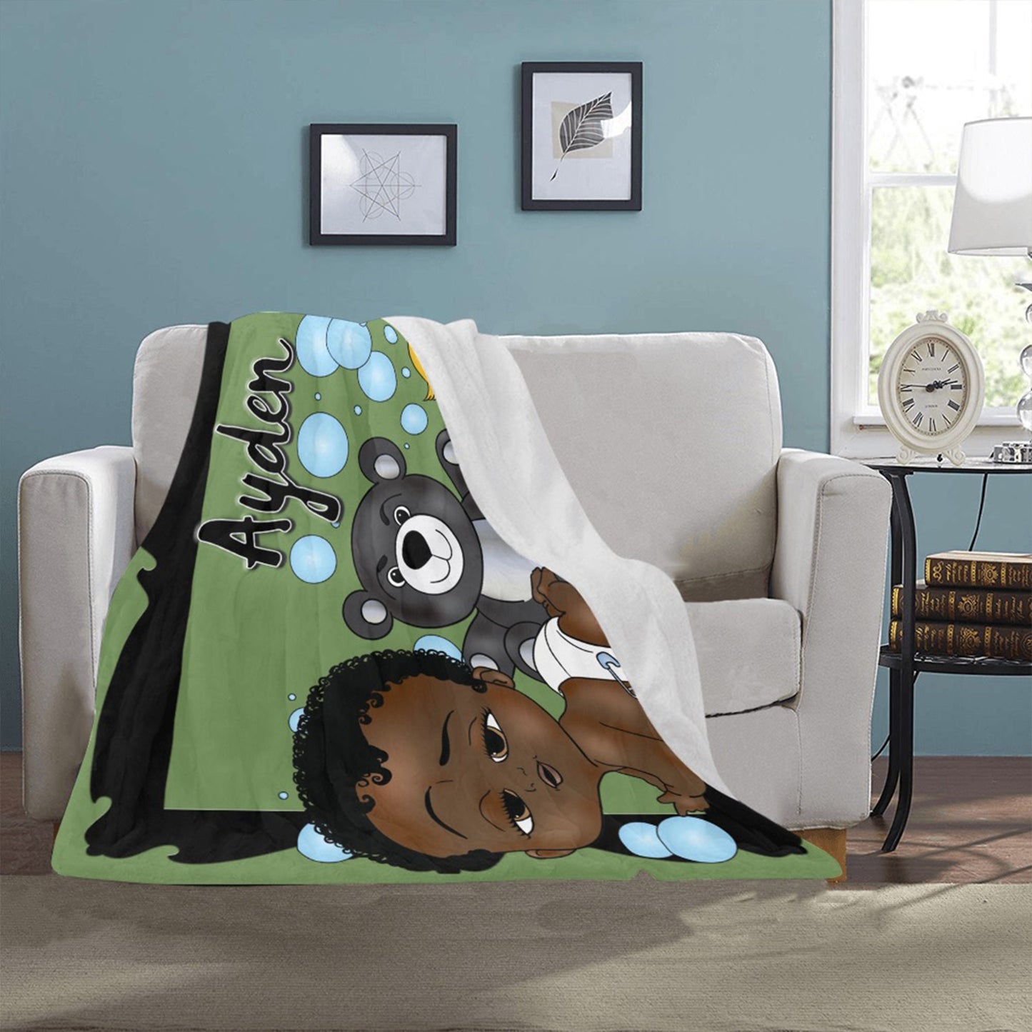 Personalized Baby Boyl Blanket/ fleece Blanket/ Custom Name Blanket/ Newborn Baby Boy/ Baby Shower Gift/ African American Baby Boy