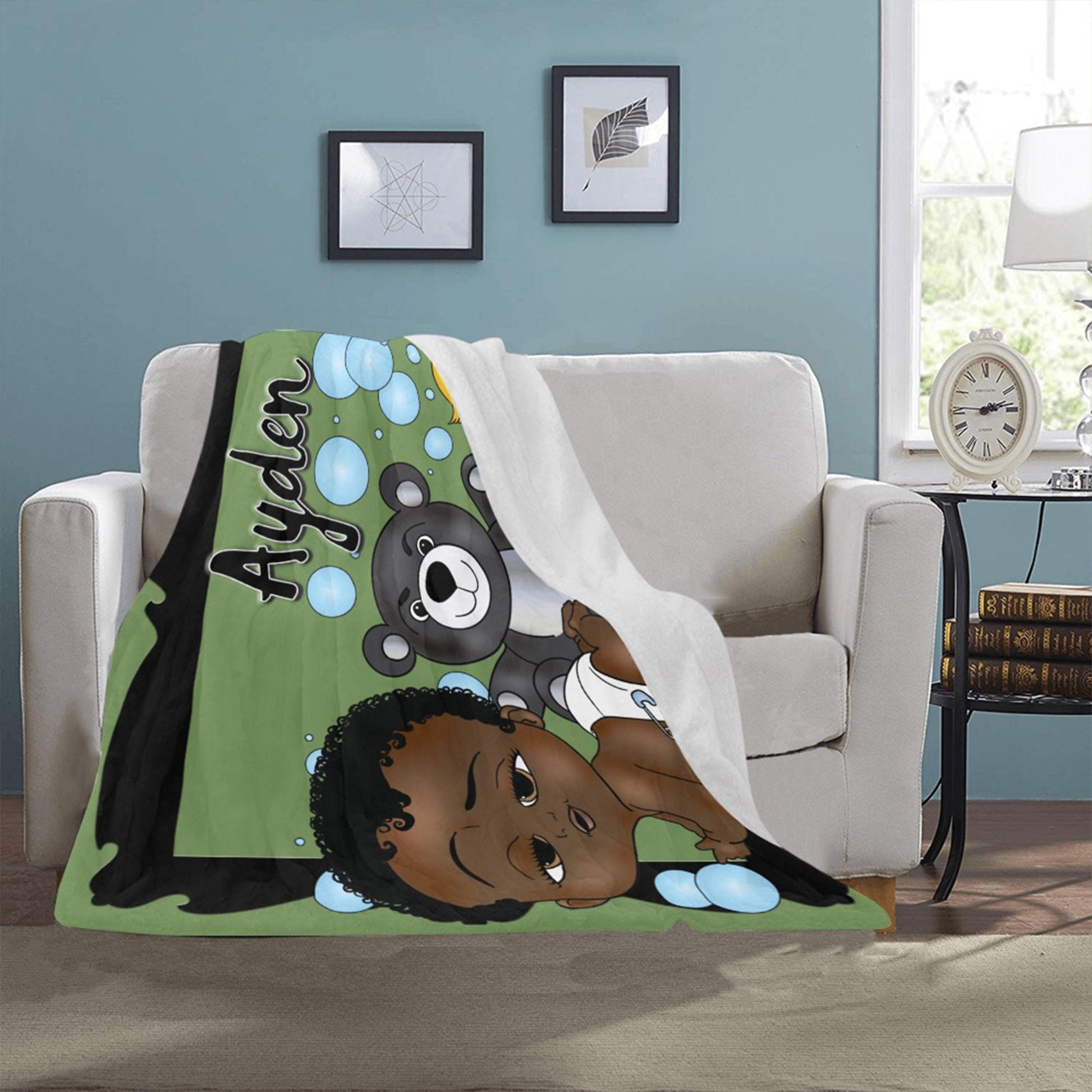Personalized Baby Boyl Blanket/ fleece Blanket/ Custom Name Blanket/ Newborn Baby Boy/ Baby Shower Gift/ African American Baby Boy