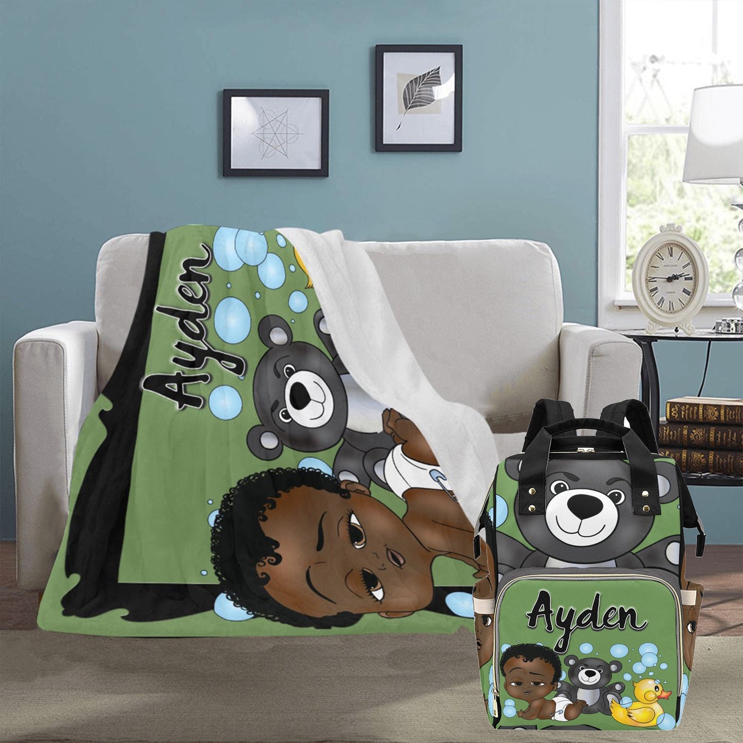Personalized Baby Boyl Blanket/ fleece Blanket/ Custom Name Blanket/ Newborn Baby Boy/ Baby Shower Gift/ African American Baby Boy