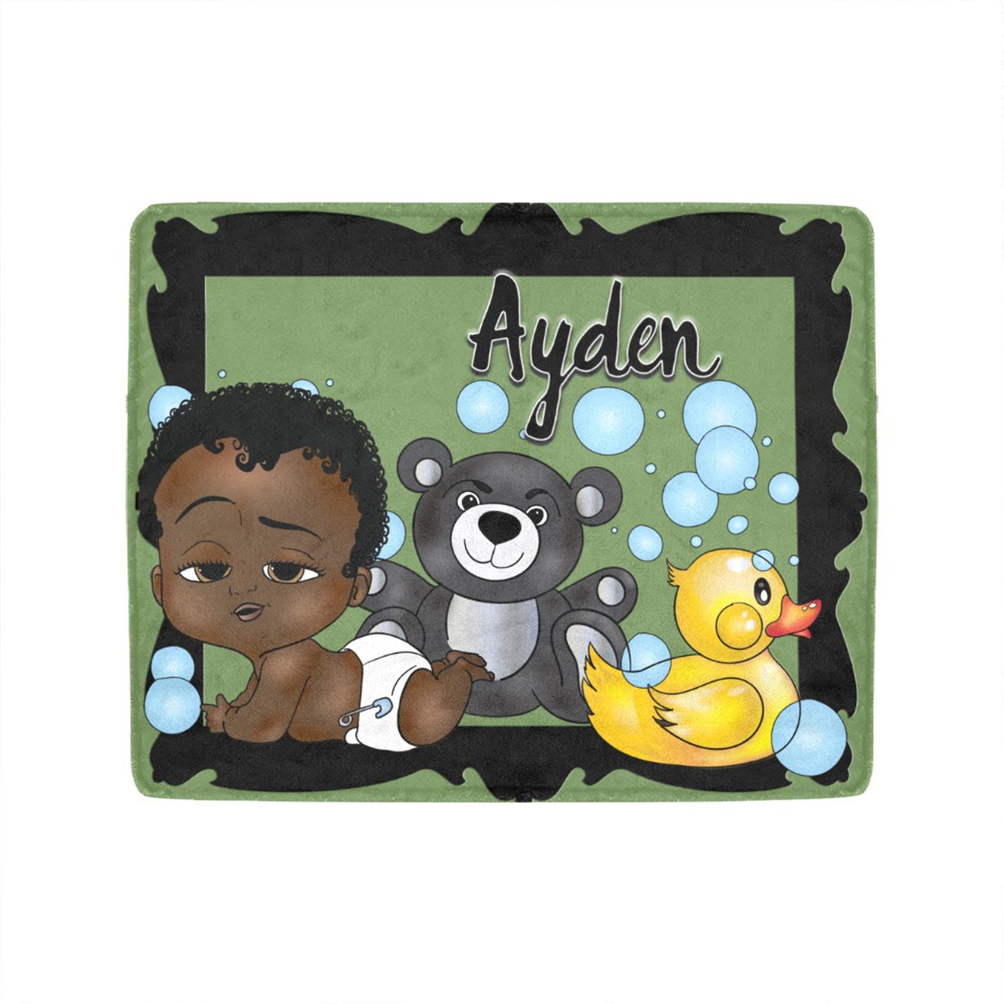 Personalized Baby Boyl Blanket/ fleece Blanket/ Custom Name Blanket/ Newborn Baby Boy/ Baby Shower Gift/ African American Baby Boy