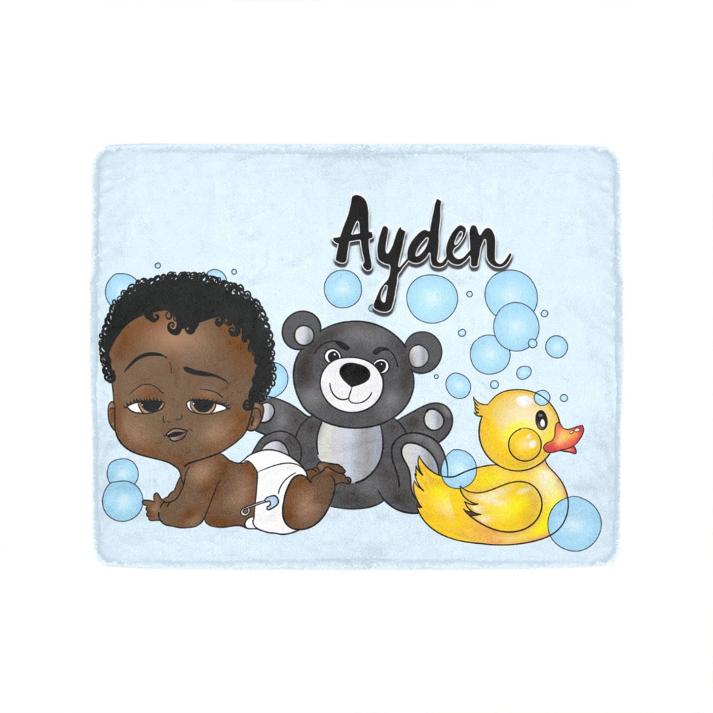 Personalized Baby Boy Blanket/ fleece Blanket/ Custom Name Blanket/ Newborn Baby Boy/ Baby Shower Gift/ African American Baby Boy
