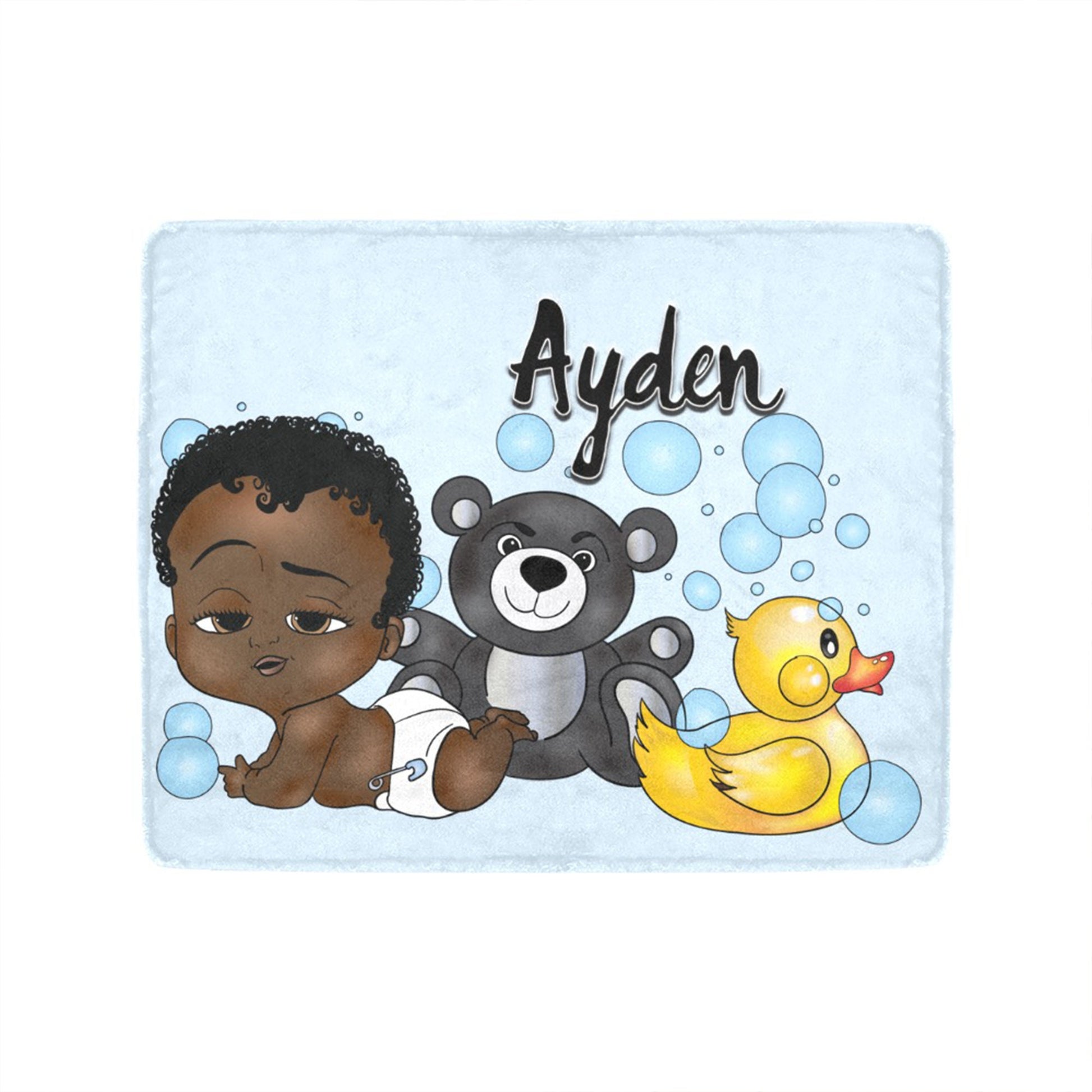 Personalized Baby Boy Blanket/ fleece Blanket/ Custom Name Blanket/ Newborn Baby Boy/ Baby Shower Gift/ African American Baby Boy