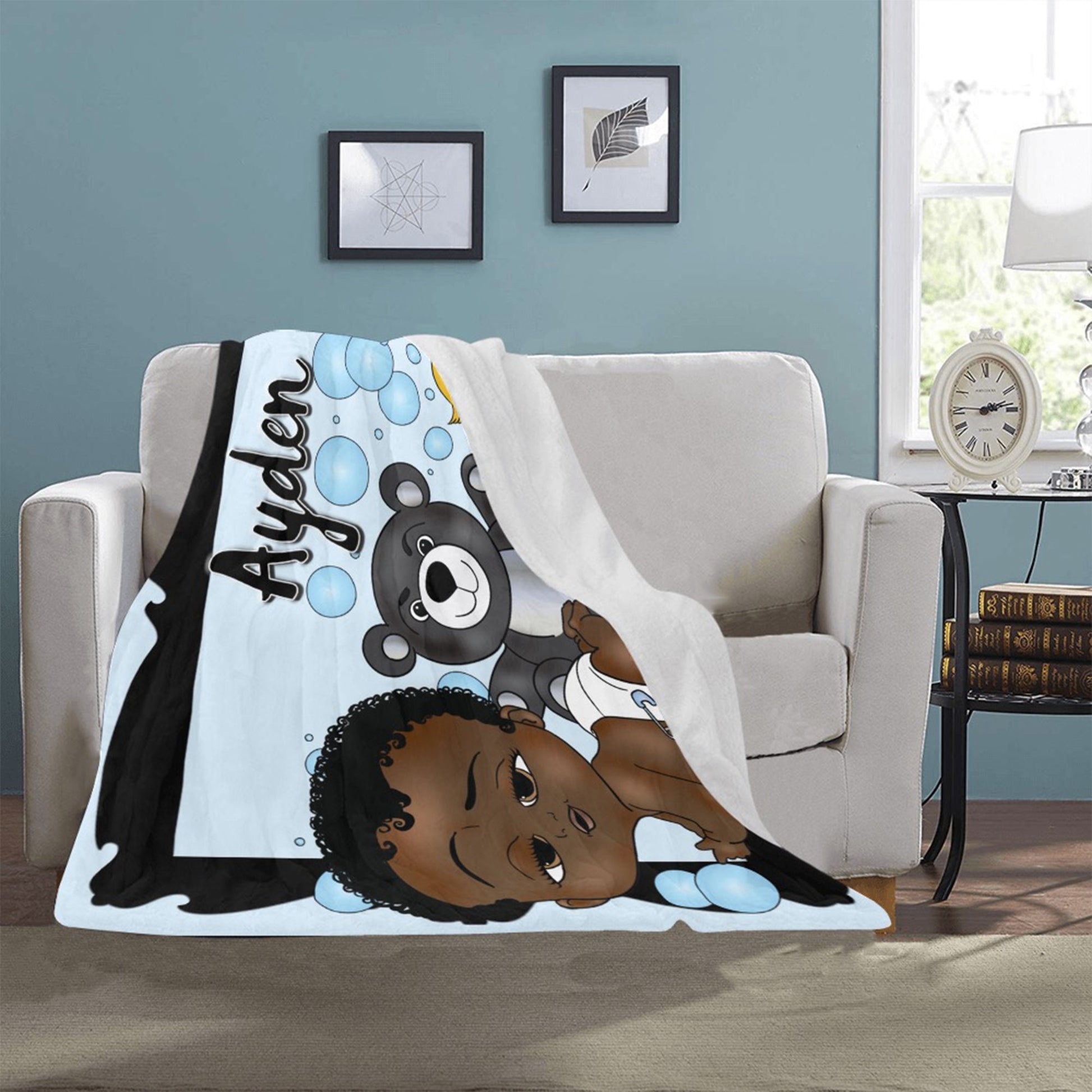 Personalized Baby Boyl Blanket/ fleece Blanket/ Custom Name Blanket/ Newborn Baby Boy/ Baby Shower Gift/ African American Baby Boy