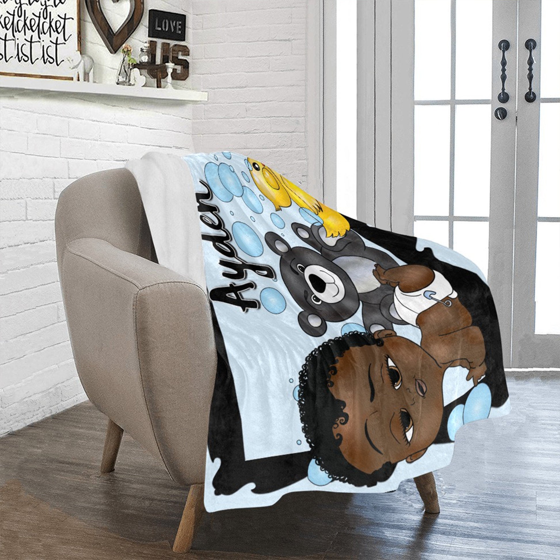 Personalized Baby Boyl Blanket/ fleece Blanket/ Custom Name Blanket/ Newborn Baby Boy/ Baby Shower Gift/ African American Baby Boy
