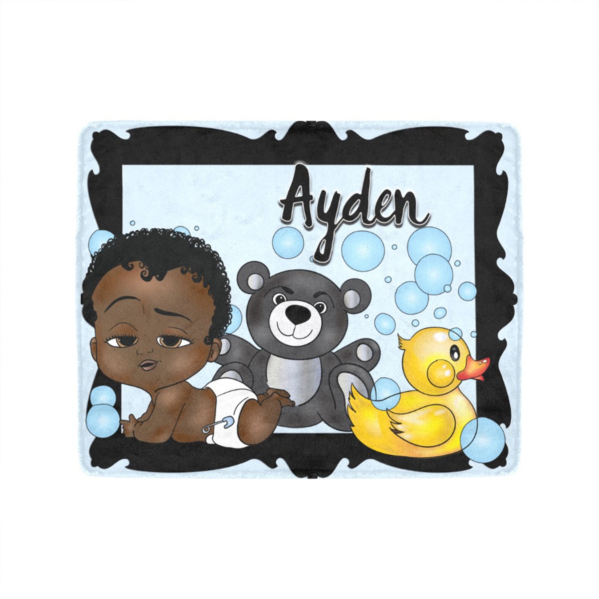 Personalized Baby Boyl Blanket/ fleece Blanket/ Custom Name Blanket/ Newborn Baby Boy/ Baby Shower Gift/ African American Baby Boy