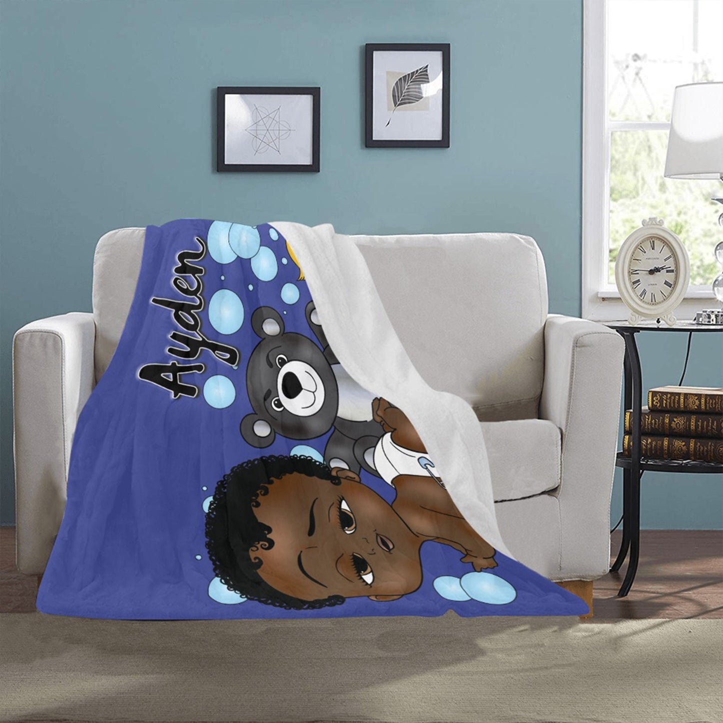 Personalized Baby Boyl Blanket/ fleece Blanket/ Custom Name Blanket/ Newborn Baby Boy/ Baby Shower Gift/ African American Baby Boy