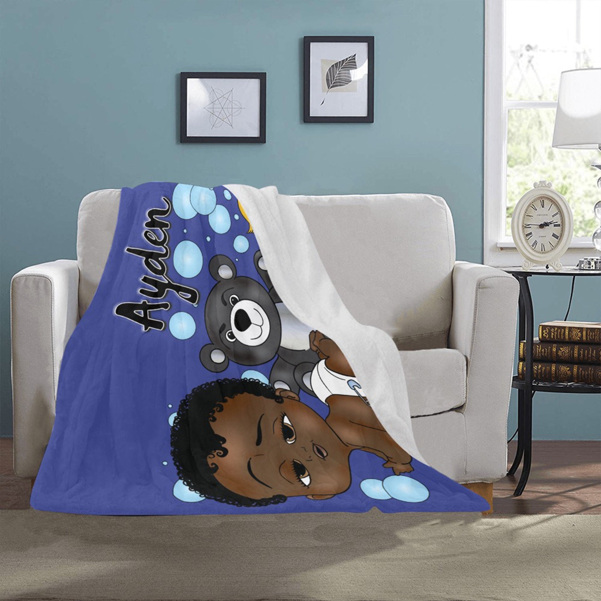 Personalized Baby Boyl Blanket/ fleece Blanket/ Custom Name Blanket/ Newborn Baby Boy/ Baby Shower Gift/ African American Baby Boy