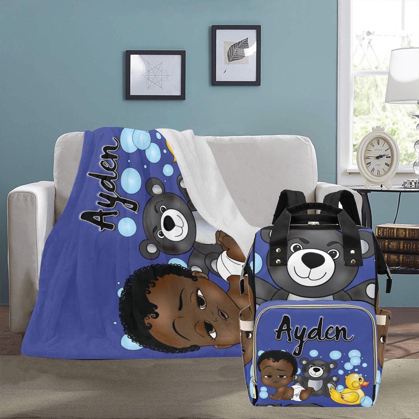 Personalized Baby Boyl Blanket/ fleece Blanket/ Custom Name Blanket/ Newborn Baby Boy/ Baby Shower Gift/ African American Baby Boy