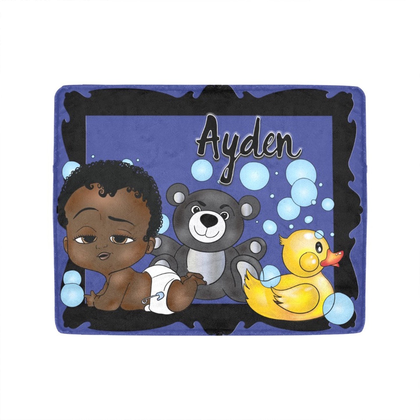 Personalized Baby Boyl Blanket/ fleece Blanket/ Custom Name Blanket/ Newborn Baby Boy/ Baby Shower Gift/ African American Baby Boy
