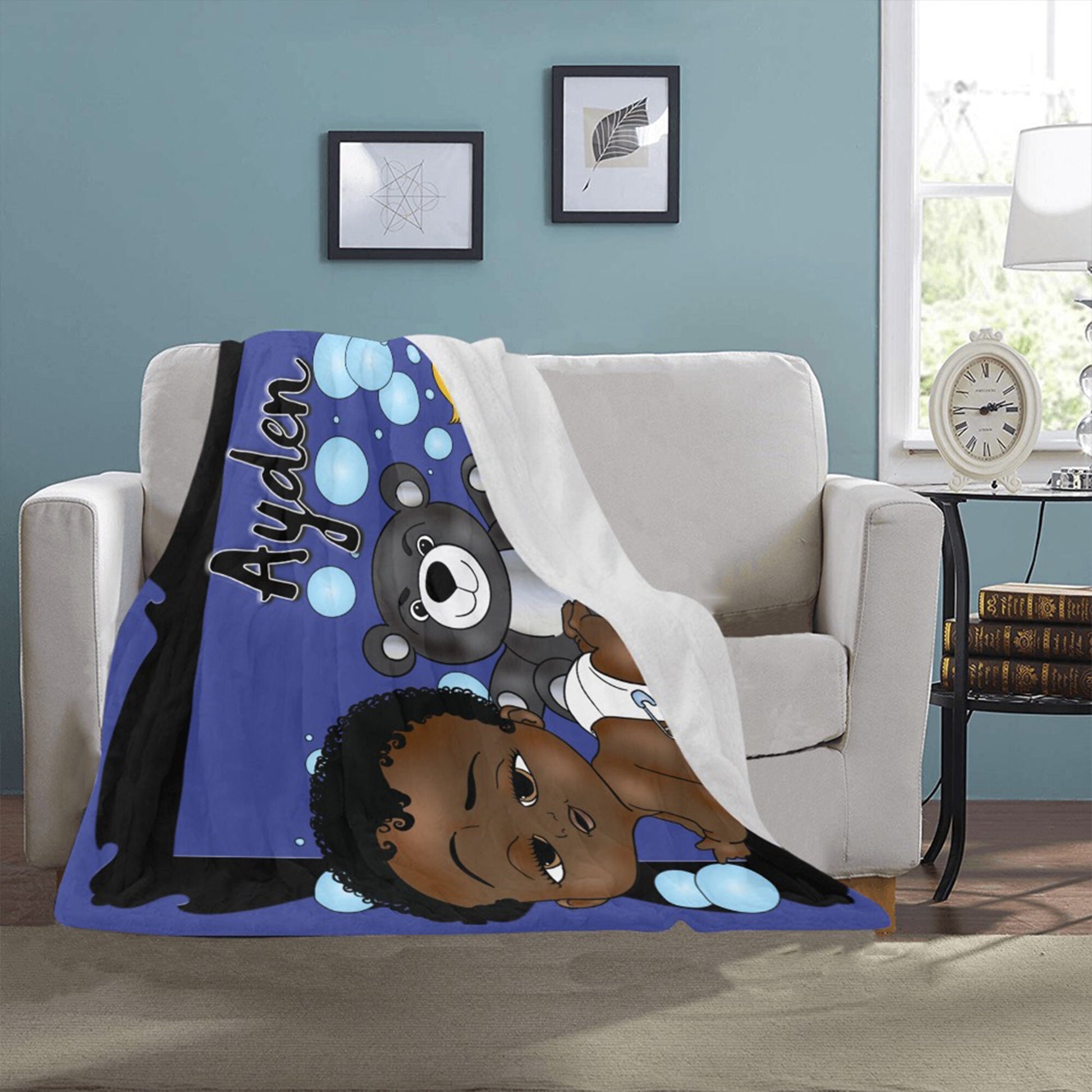 Personalized Baby Boyl Blanket/ fleece Blanket/ Custom Name Blanket/ Newborn Baby Boy/ Baby Shower Gift/ African American Baby Boy