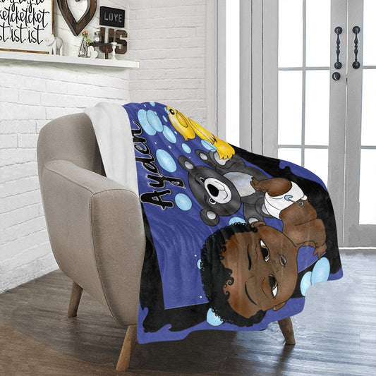 Personalized Baby Boyl Blanket/ fleece Blanket/ Custom Name Blanket/ Newborn Baby Boy/ Baby Shower Gift/ African American Baby Boy