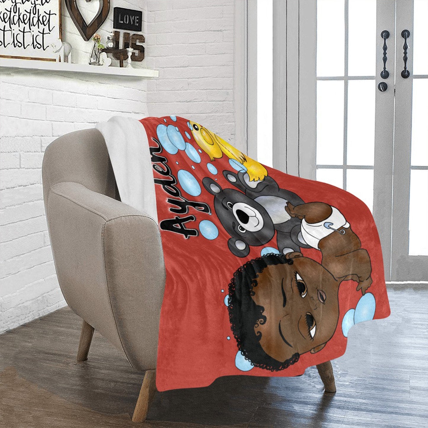 Personalized Baby Boyl Blanket/ fleece Blanket/ Custom Name Blanket/ Newborn Baby Boy/ Baby Shower Gift/ African American Baby Boy