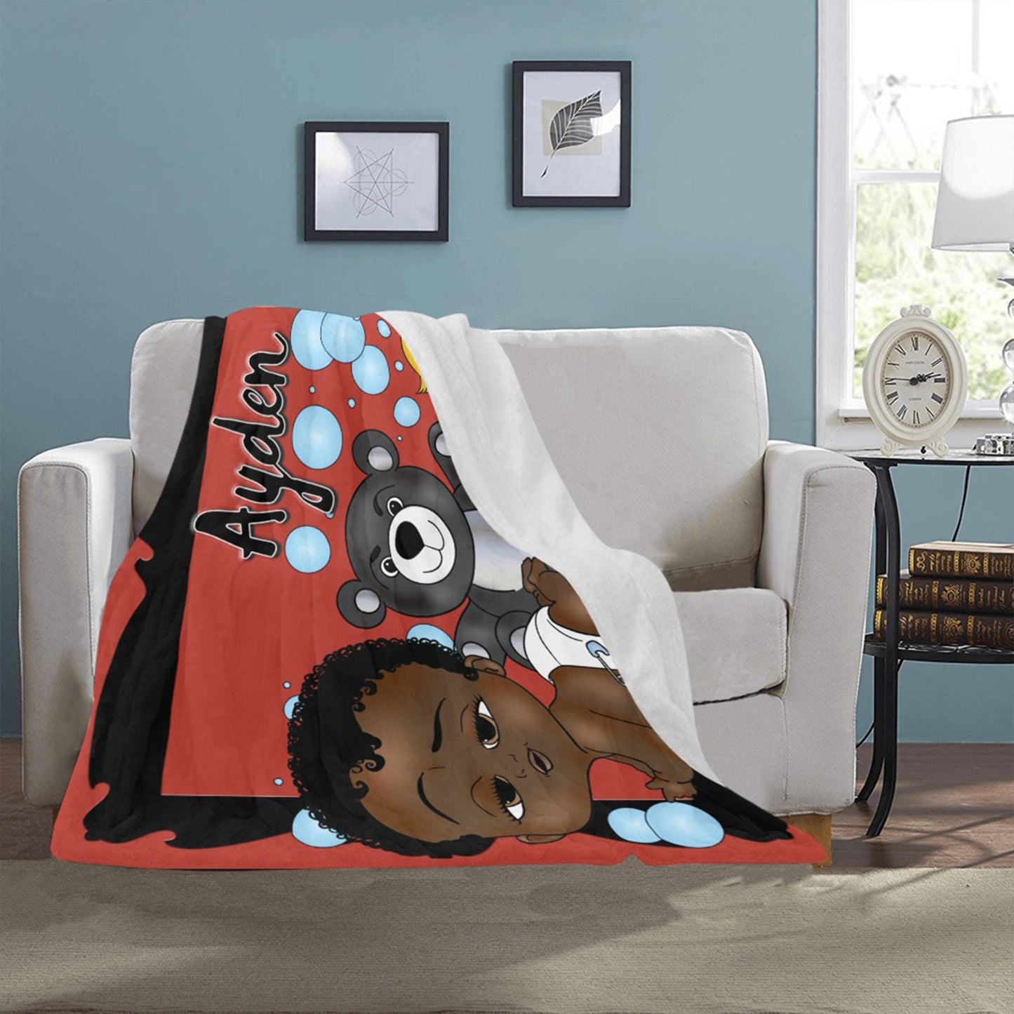 Personalized Baby Boyl Blanket/ fleece Blanket/ Custom Name Blanket/ Newborn Baby Boy/ Baby Shower Gift/ African American Baby Boy
