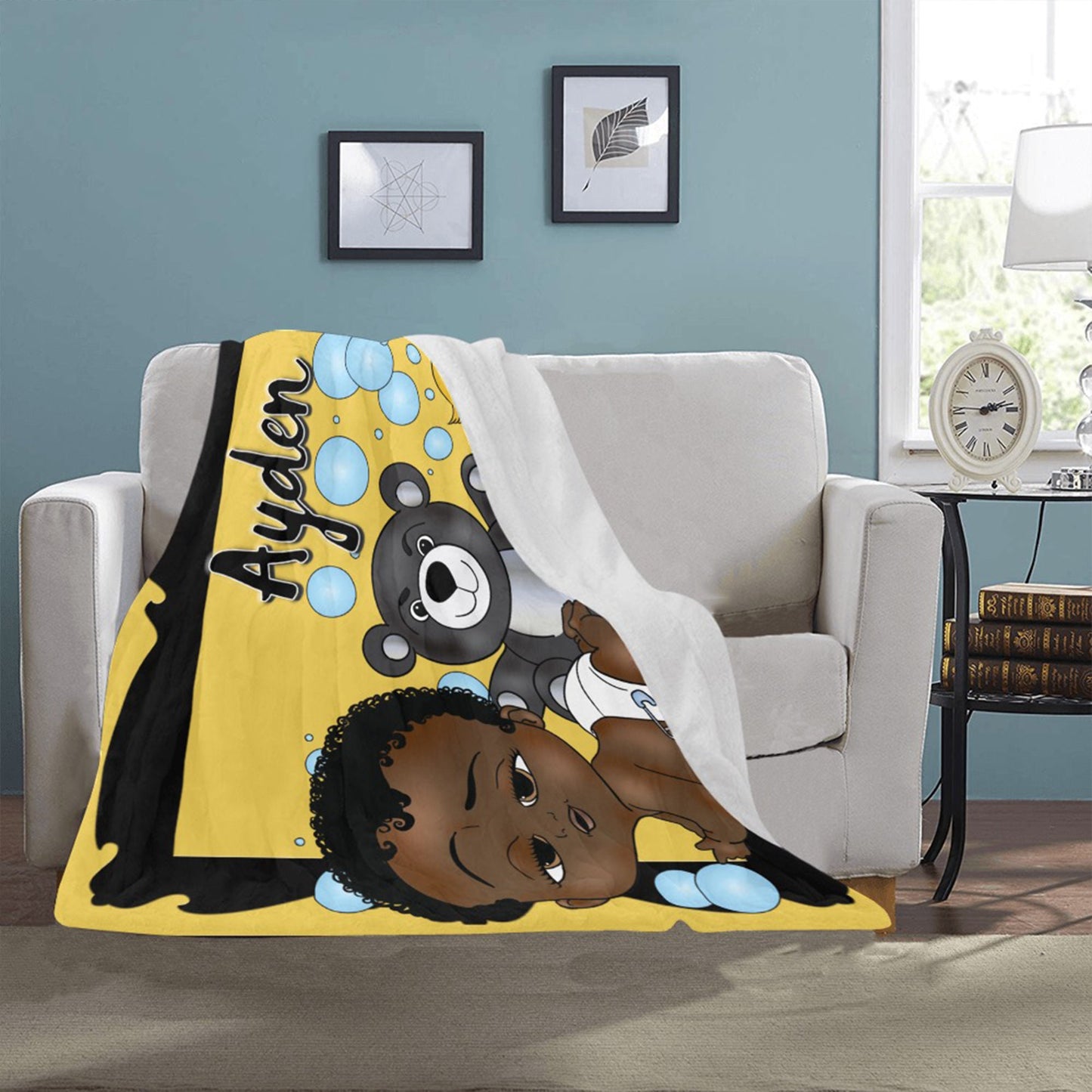 Personalized Baby Boyl Blanket/ fleece Blanket/ Custom Name Blanket/ Newborn Baby Boy/ Baby Shower Gift/ African American Baby Boy