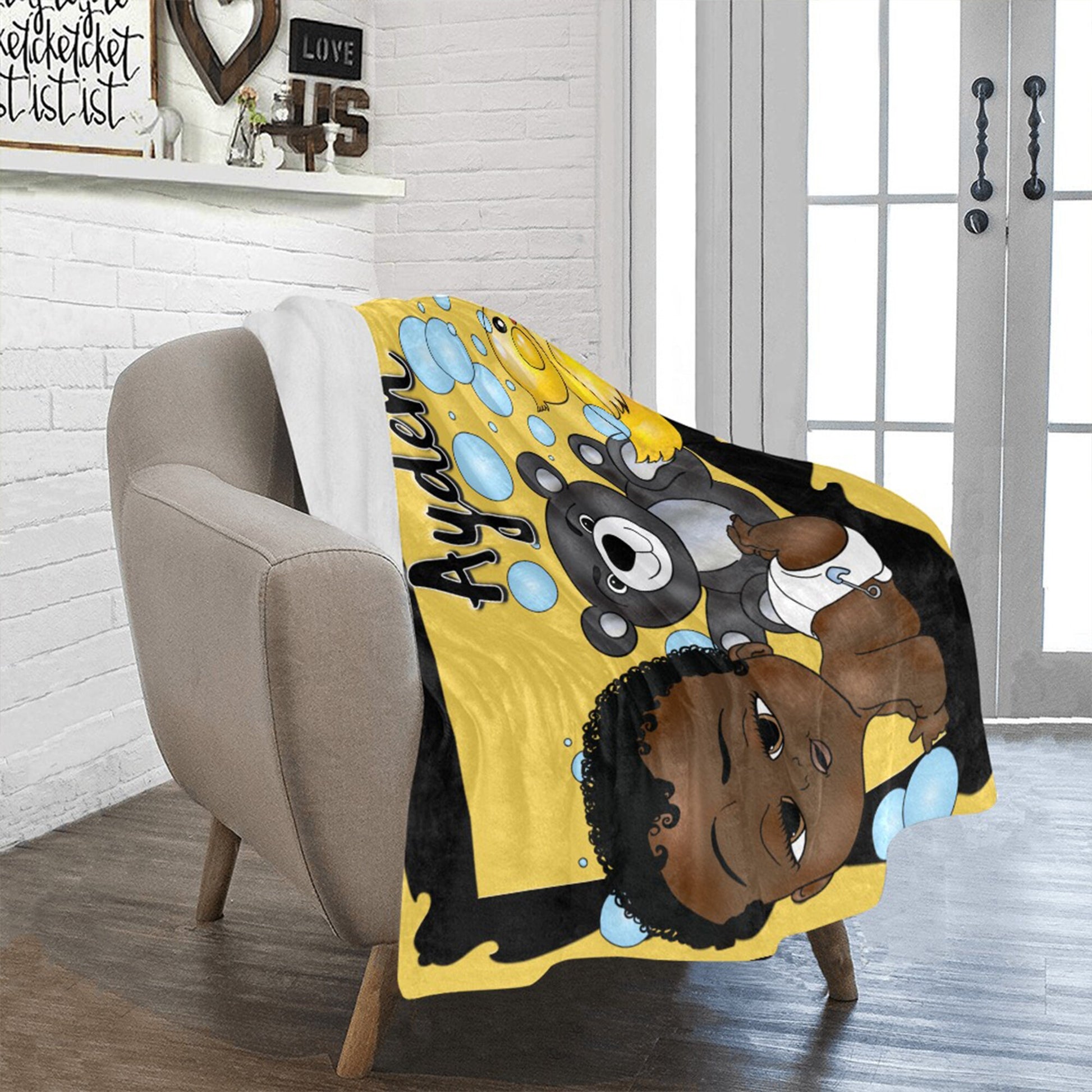 Personalized Baby Boyl Blanket/ fleece Blanket/ Custom Name Blanket/ Newborn Baby Boy/ Baby Shower Gift/ African American Baby Boy