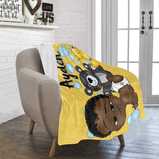 Personalized Baby Boyl Blanket/ fleece Blanket/ Custom Name Blanket/ Newborn Baby Boy/ Baby Shower Gift/ African American Baby Boy