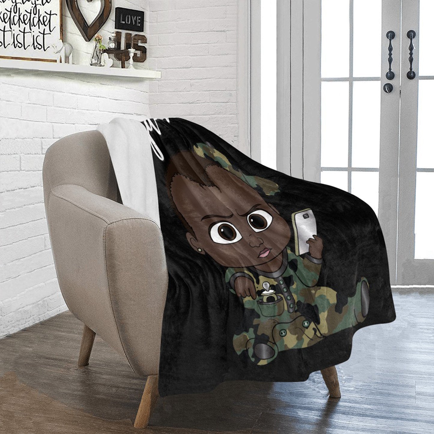 Personalized Baby Boyl Blanket/ fleece Blanket/ Custom Name Blanket/ Newborn Baby Boy/ Baby Shower Gift/ African American Baby Boy