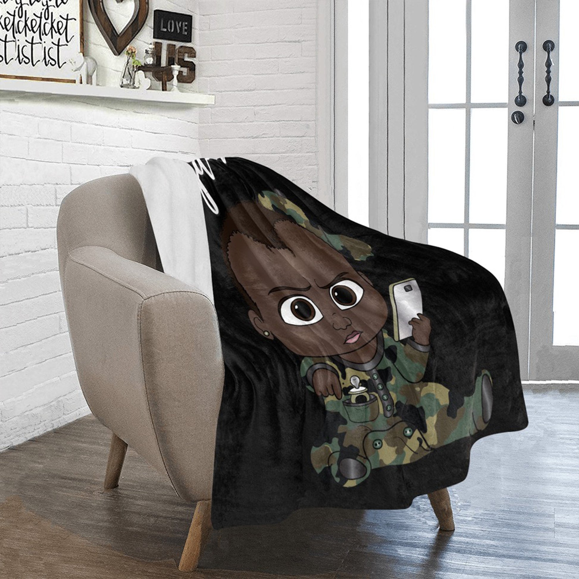 Personalized Baby Boyl Blanket/ fleece Blanket/ Custom Name Blanket/ Newborn Baby Boy/ Baby Shower Gift/ African American Baby Boy