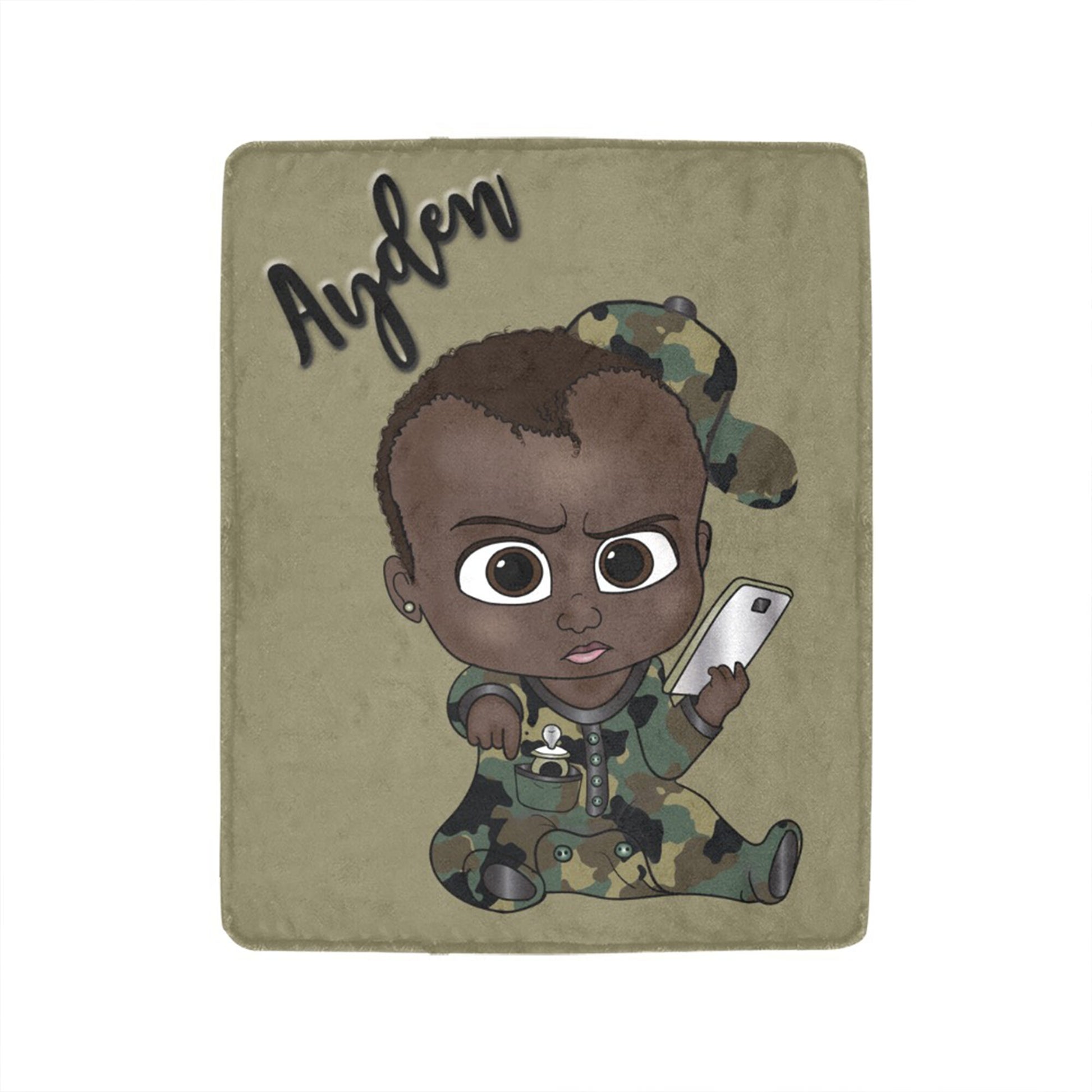 Personalized Baby Boyl Blanket/ fleece Blanket/ Custom Name Blanket/ Newborn Baby Boy/ Baby Shower Gift/ African American Baby Boy