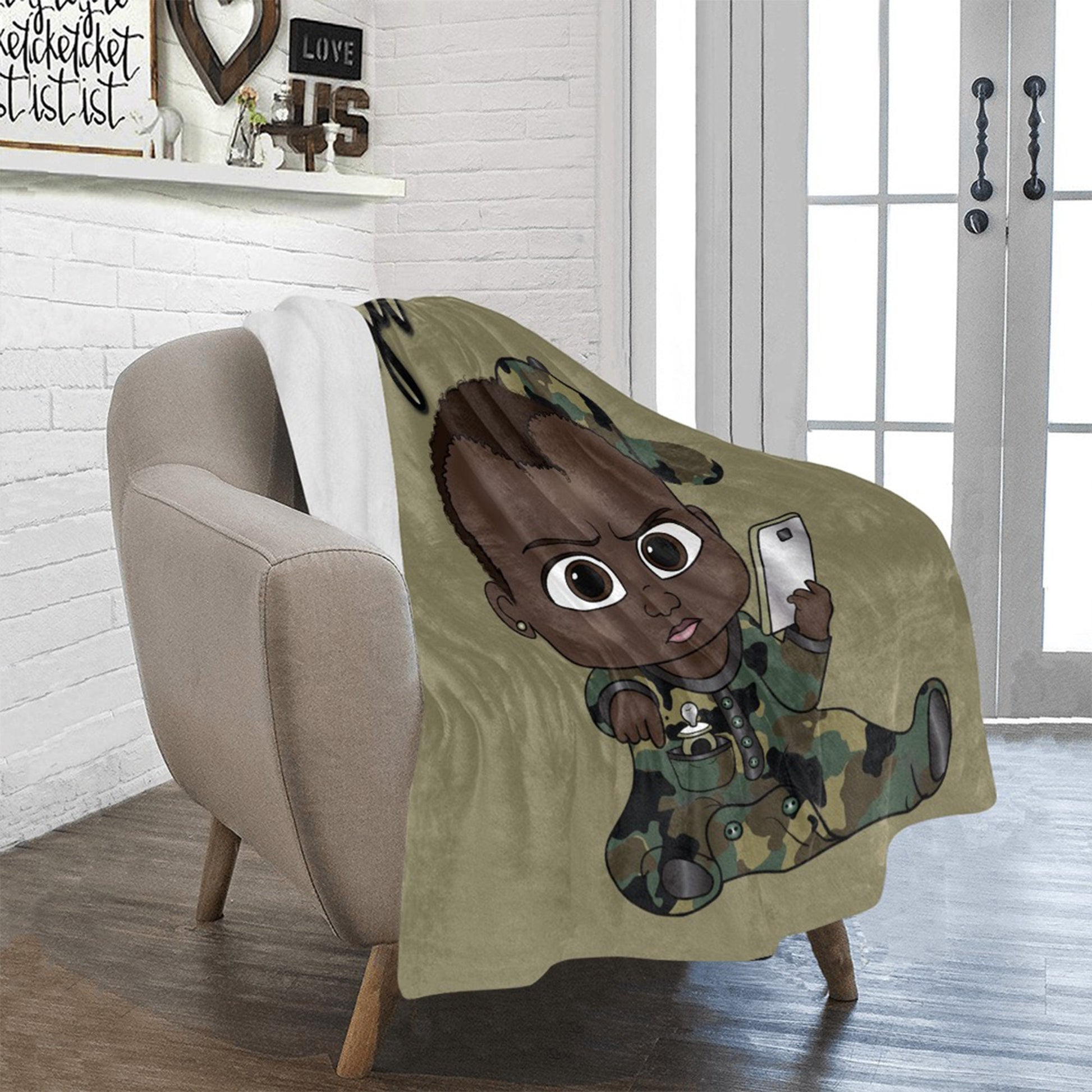 Personalized Baby Boyl Blanket/ fleece Blanket/ Custom Name Blanket/ Newborn Baby Boy/ Baby Shower Gift/ African American Baby Boy