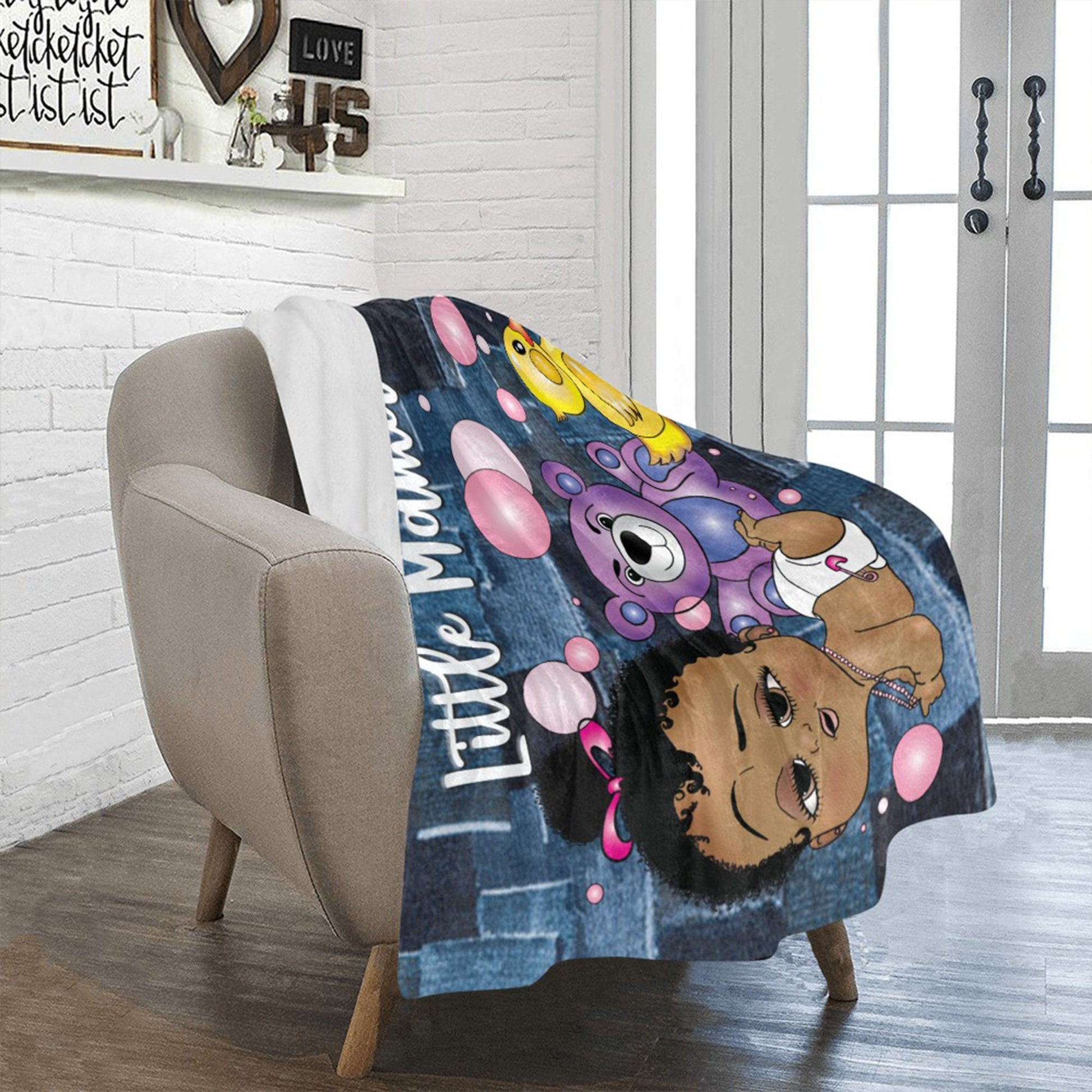 Personalized Baby Girl Blanket/ fleece Blanket/ Custom Name Blanket/ Newborn Baby Girl/ Baby Shower Gift/ African American Baby Girl