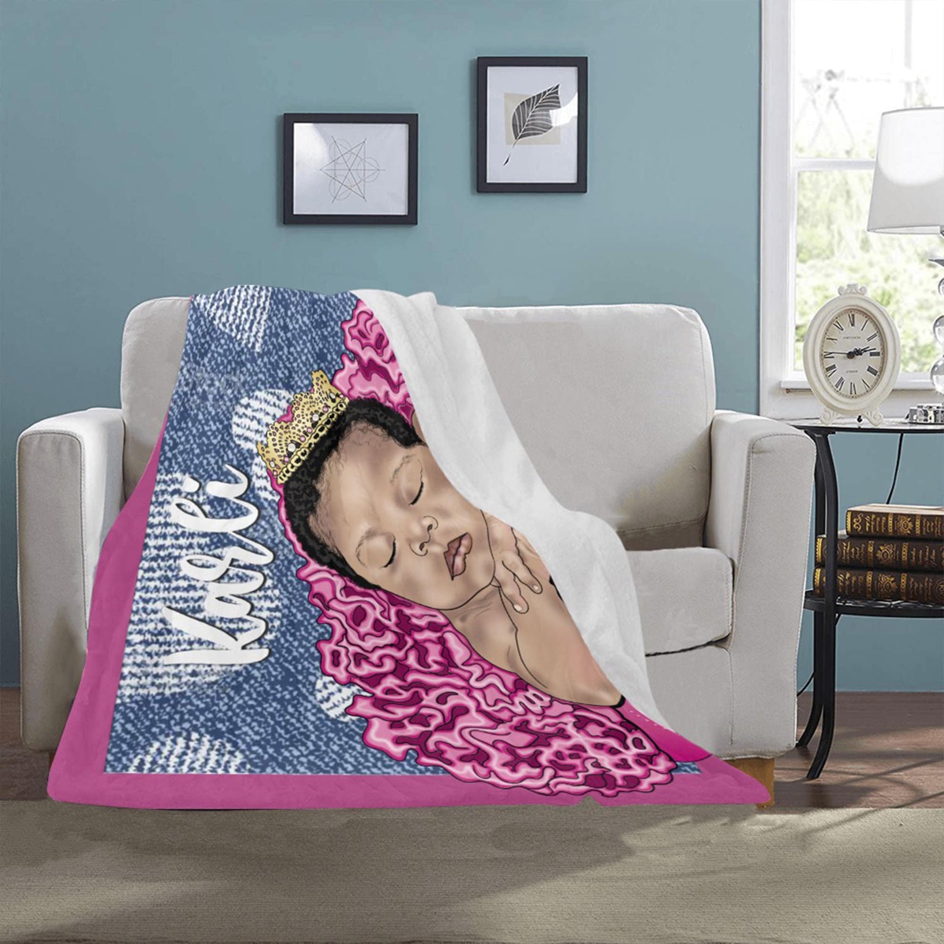 Personalized Baby Girl Blanket/Little Princess/ Custom Name Blanket/ Newborn Baby Girl/ Baby Shower Gift/ African American Baby Girl