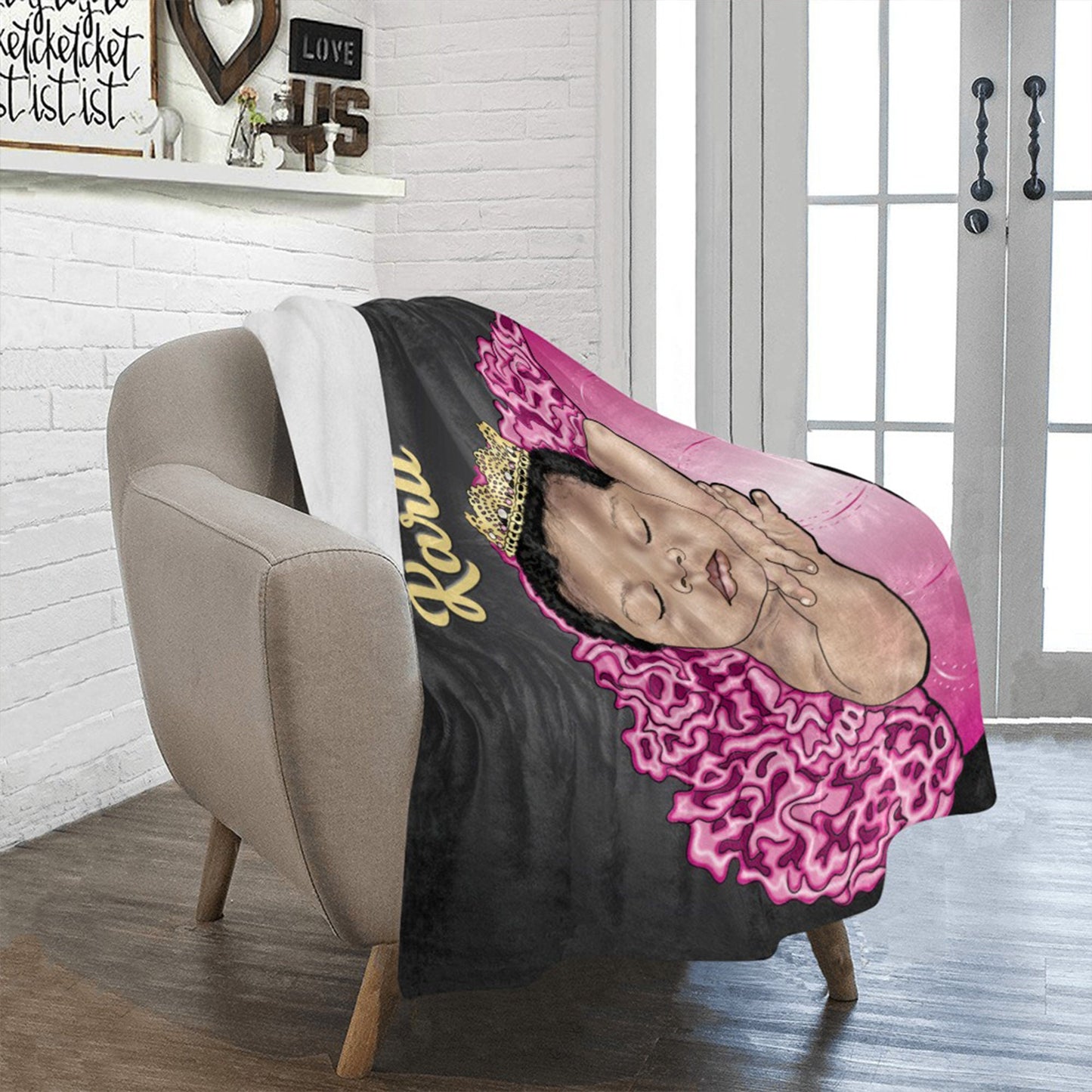 Personalized Baby Girl Blanket/Little Princess/ Custom Name Blanket/ Newborn Baby Girl/ Baby Shower Gift/ African American Baby Girl