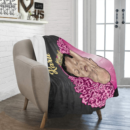 Personalized Baby Girl Blanket/Little Princess/ Custom Name Blanket/ Newborn Baby Girl/ Baby Shower Gift/ African American Baby Girl