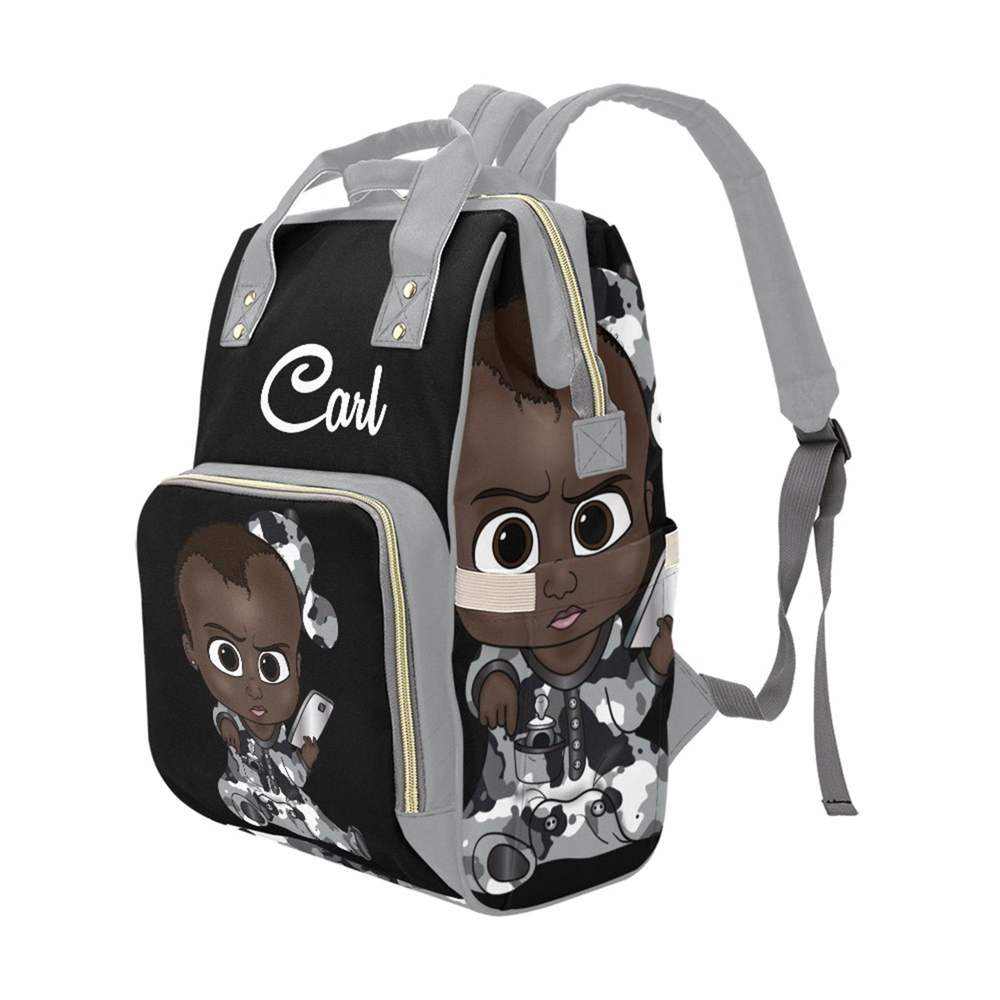 Afro Personalized Baby Bag/ Diaper Bag/ African American Baby Boy Backpack/ Clothing Bottles Bag/ Baby Shower Gift