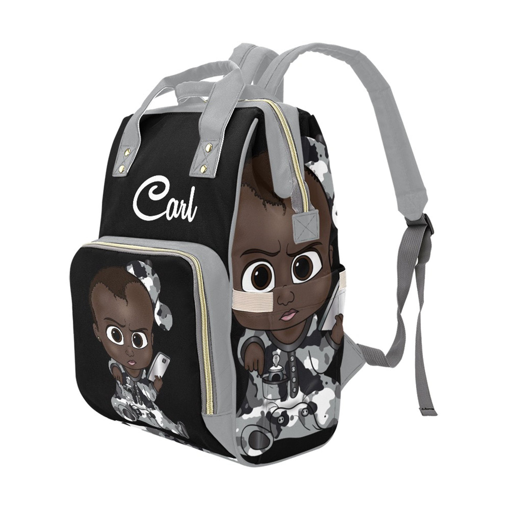 Afro Personalized Baby Bag/ Diaper Bag/ African American Baby Boy Backpack/ Clothing Bottles Bag/ Baby Shower Gift