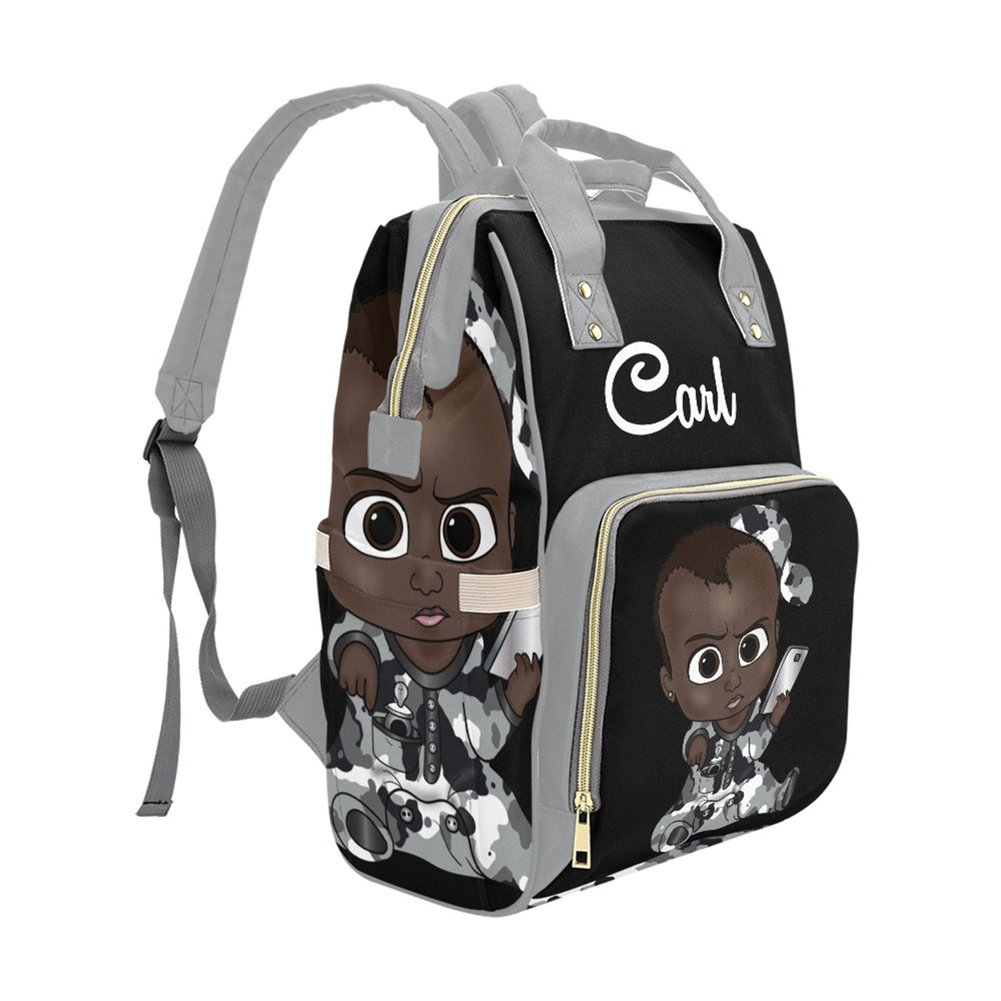 Afro Personalized Baby Bag/ Diaper Bag/ African American Baby Boy Backpack/ Clothing Bottles Bag/ Baby Shower Gift