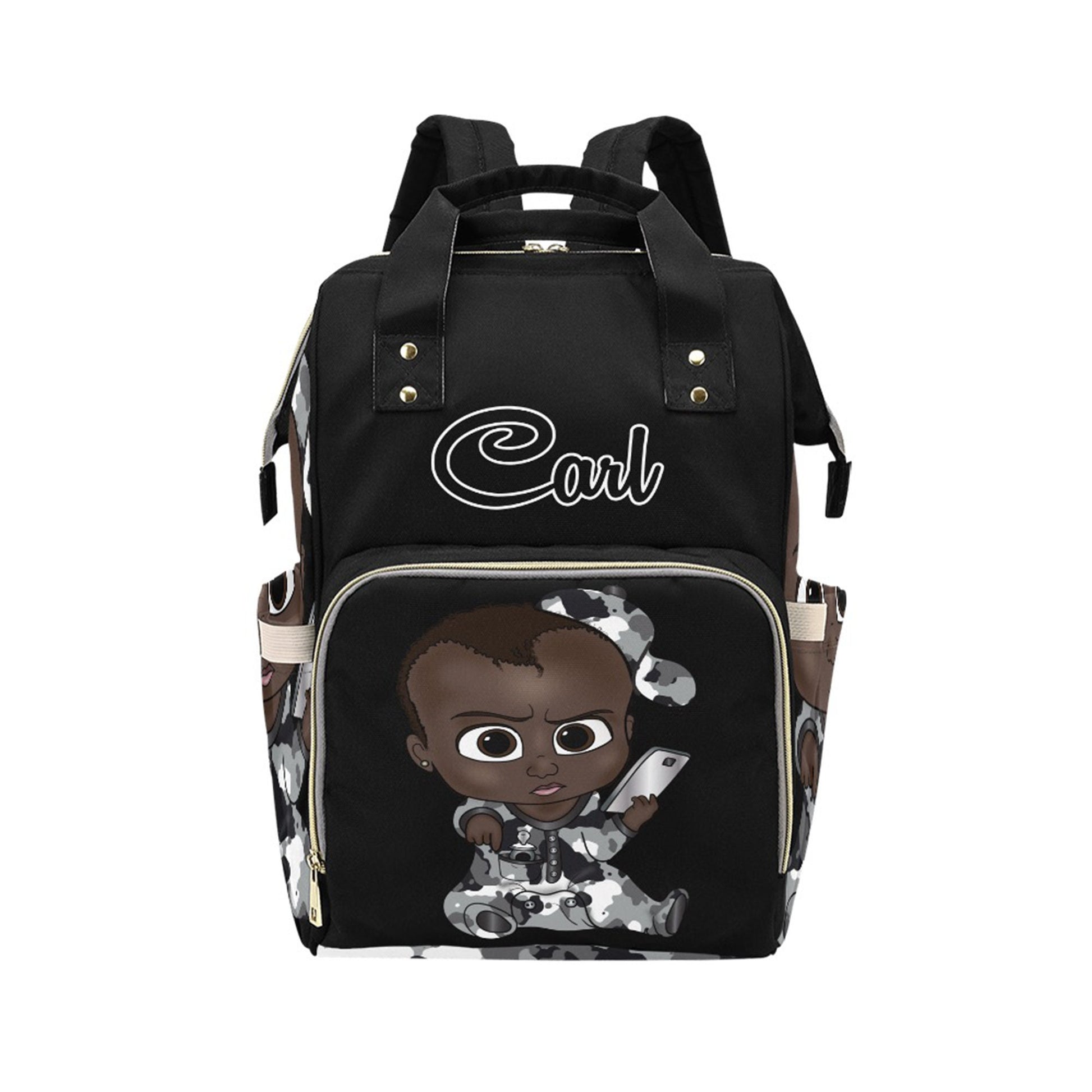 Afro Personalized Baby Bag/ Diaper Bag/ African American Baby Boy Backpack/ Clothing Bottles Bag/ Baby Shower Gift