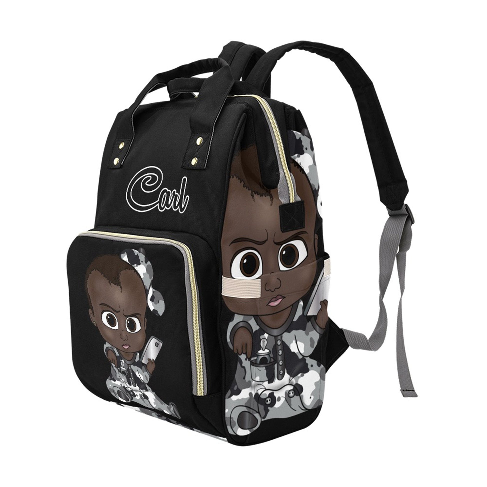 Afro Personalized Baby Bag/ Diaper Bag/ African American Baby Boy Backpack/ Clothing Bottles Bag/ Baby Shower Gift