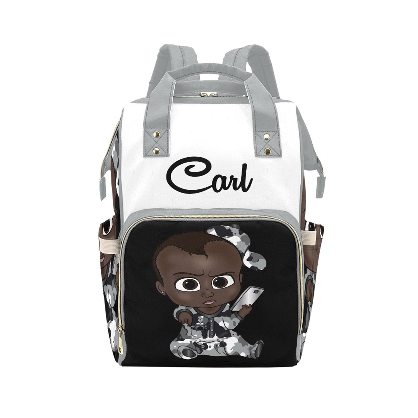 Afro Personalized Baby Bag/ Diaper Bag/ African American Baby Boy Backpack/ Clothing Bottles Bag/ Baby Shower Gift