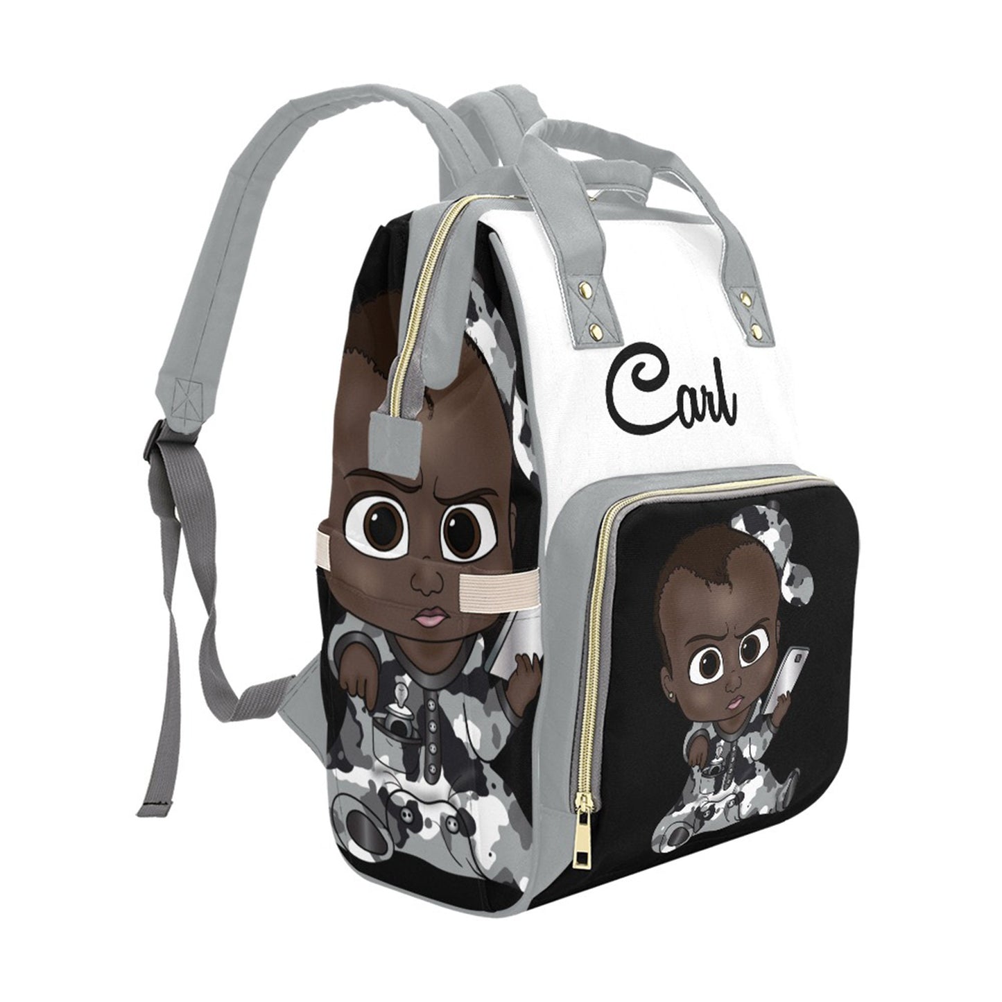 Afro Personalized Baby Bag/ Diaper Bag/ African American Baby Boy Backpack/ Clothing Bottles Bag/ Baby Shower Gift