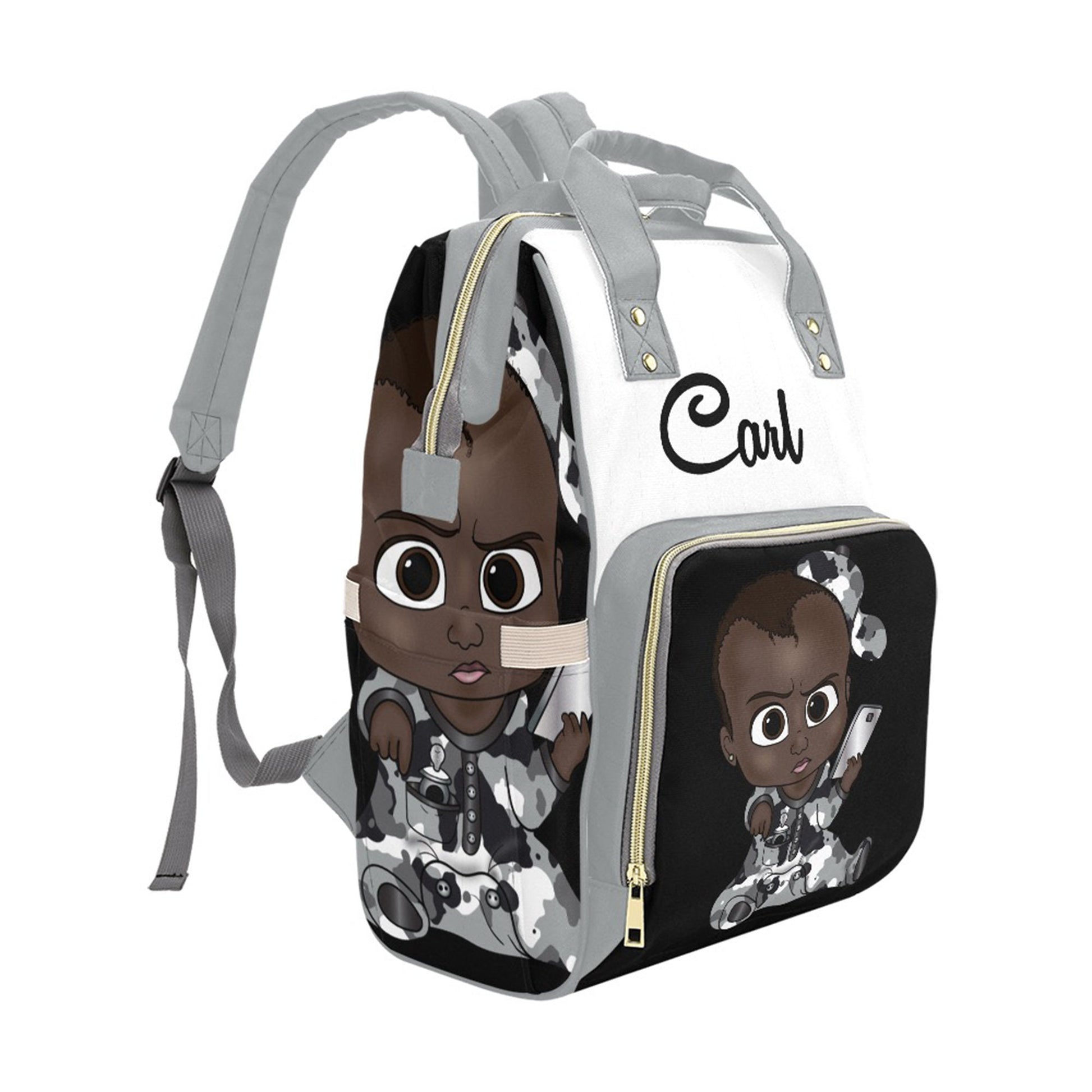 Afro Personalized Baby Bag/ Diaper Bag/ African American Baby Boy Backpack/ Clothing Bottles Bag/ Baby Shower Gift