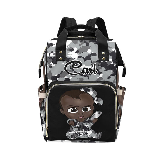 Afro Personalized Baby Bag/ Diaper Bag/ African American Baby Boy Backpack/ Clothing Bottles Bag/ Baby Shower Gift