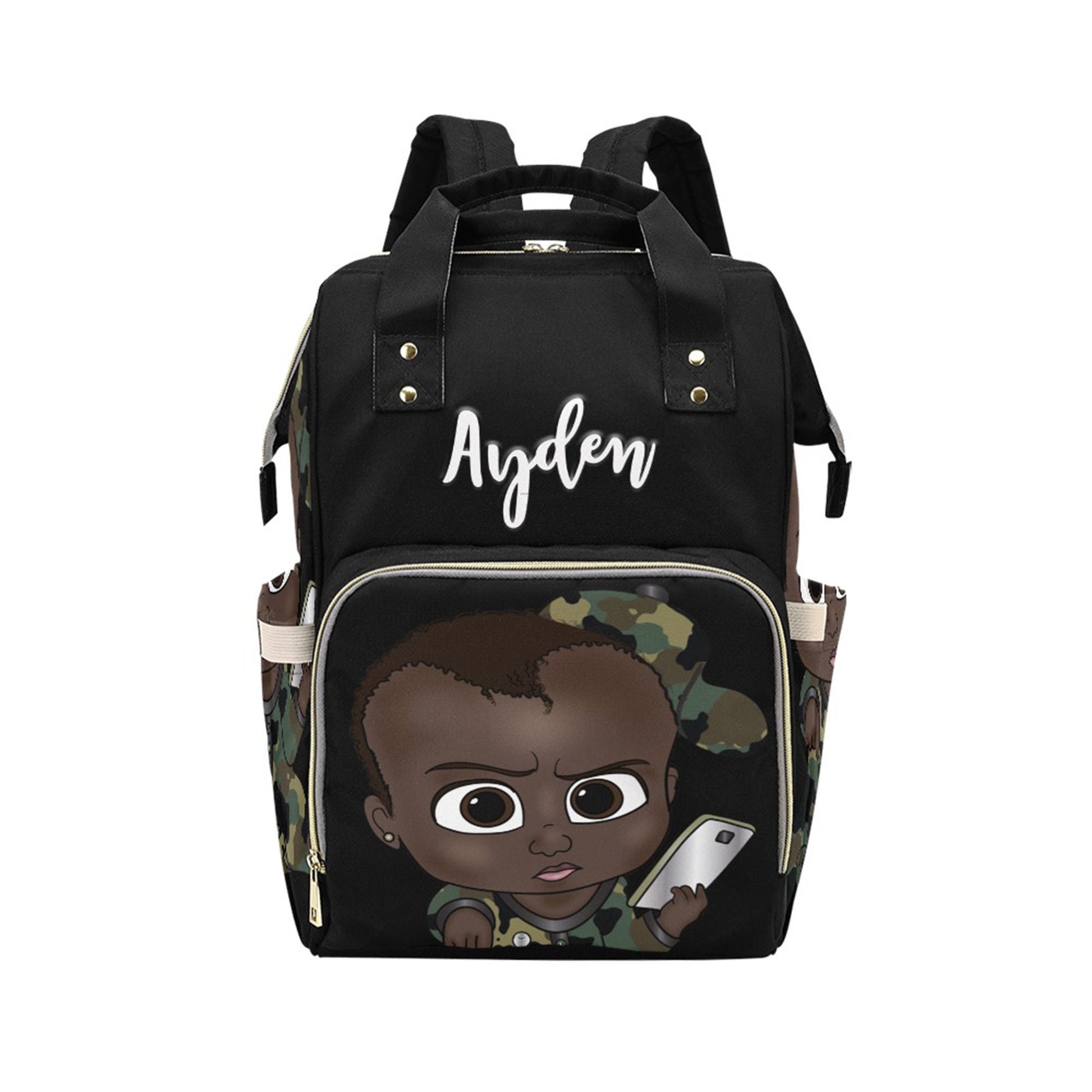 Afro Personalized Baby Bag/ Diaper Bag/ African American Baby Boy Backpack/ Clothing Bottles Bag/ Baby Shower Gift