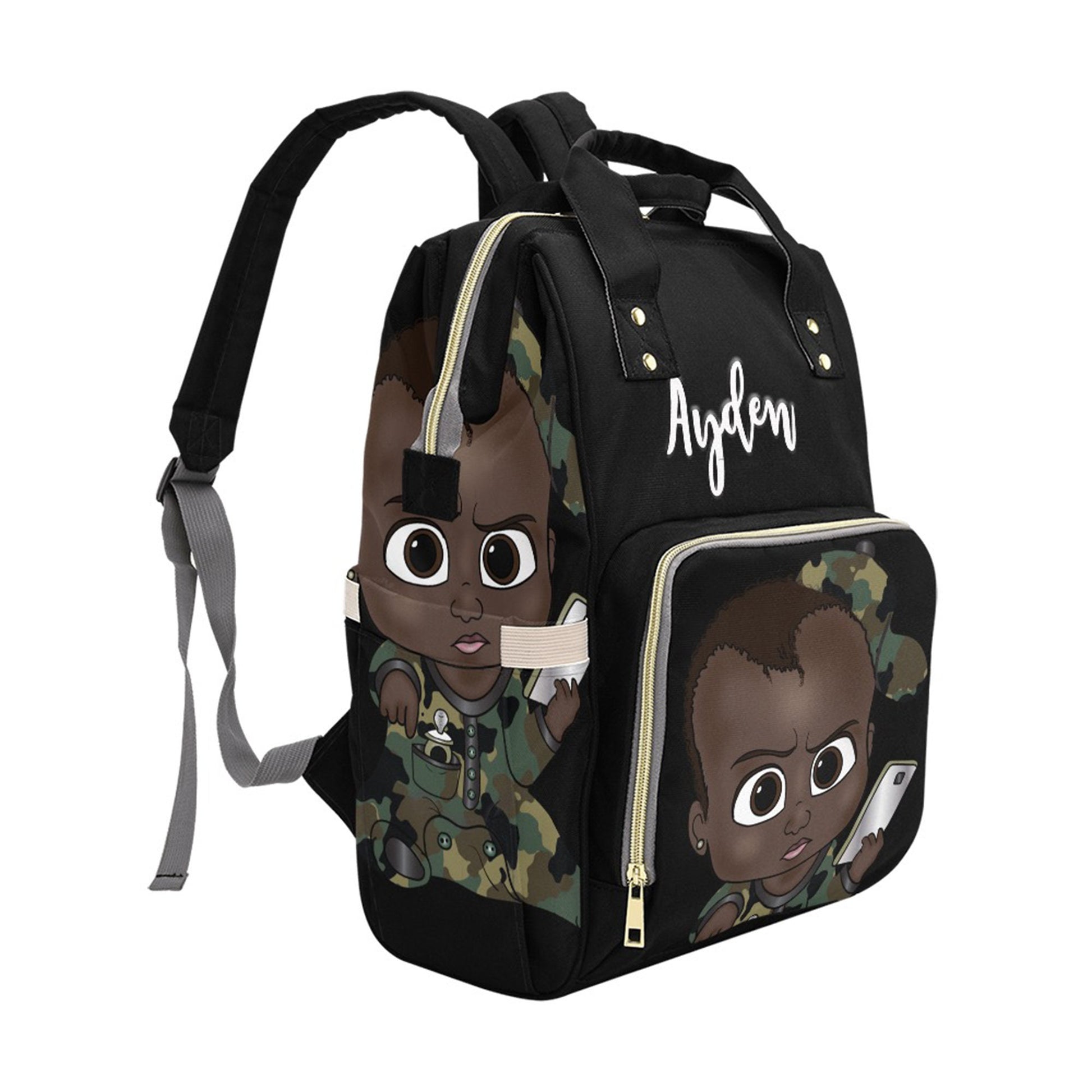 Afro Personalized Baby Bag/ Diaper Bag/ African American Baby Boy Backpack/ Clothing Bottles Bag/ Baby Shower Gift