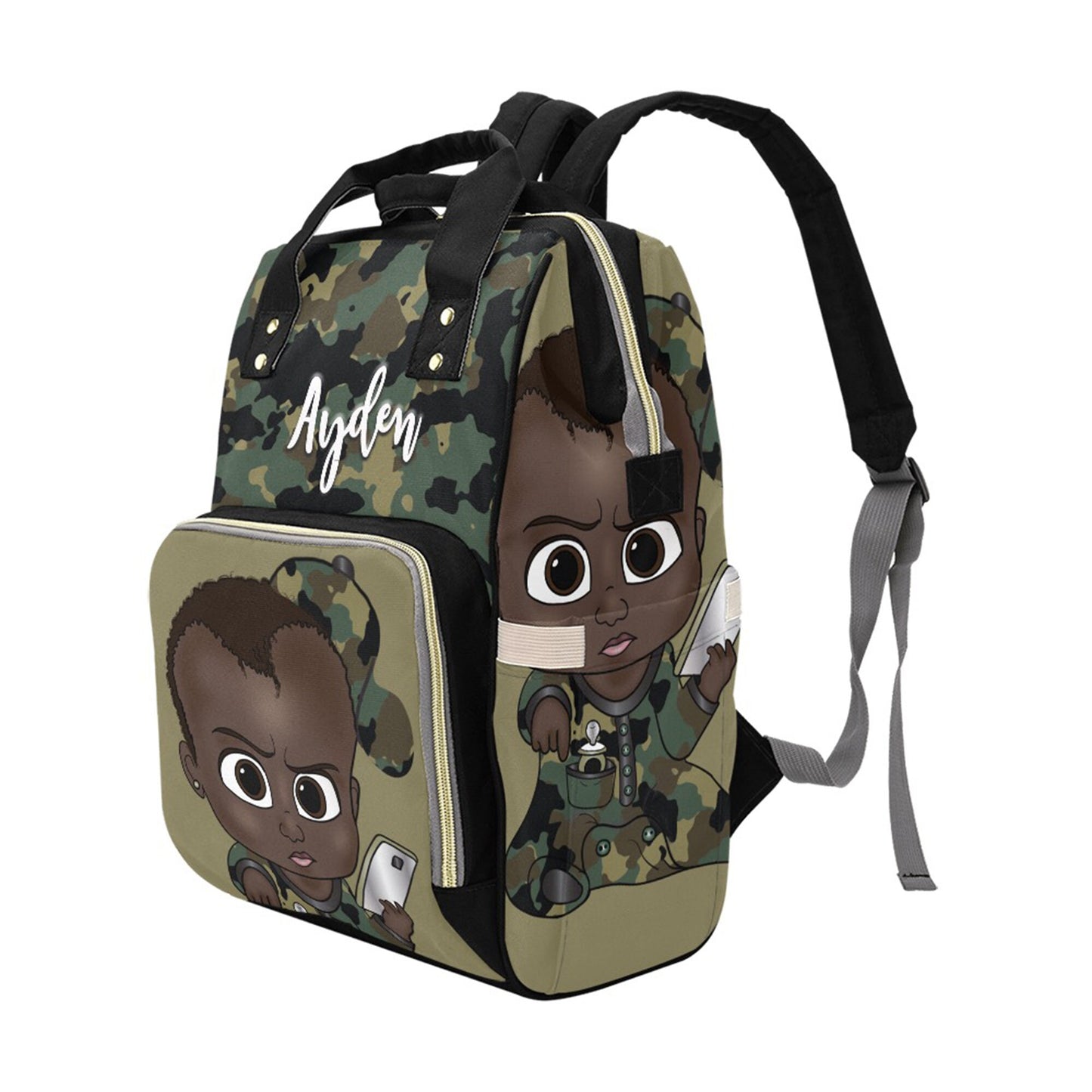 Afro Personalized Baby Bag/ Diaper Bag/ African American Baby Boy Backpack/ Clothing Bottles Bag/ Baby Shower Gift