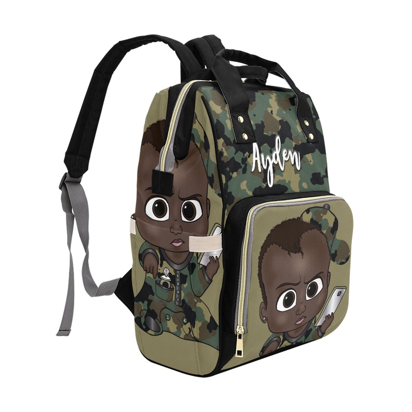 Afro Personalized Baby Bag/ Diaper Bag/ African American Baby Boy Backpack/ Clothing Bottles Bag/ Baby Shower Gift