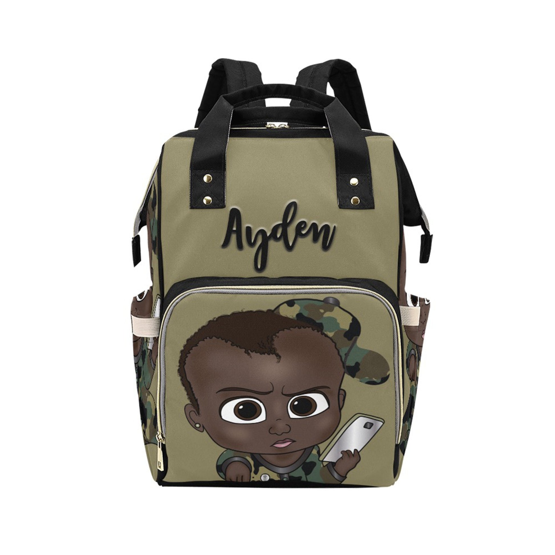 Afro Personalized Baby Bag/ Diaper Bag/ African American Baby Boy Backpack/ Clothing Bottles Bag/ Baby Shower Gift