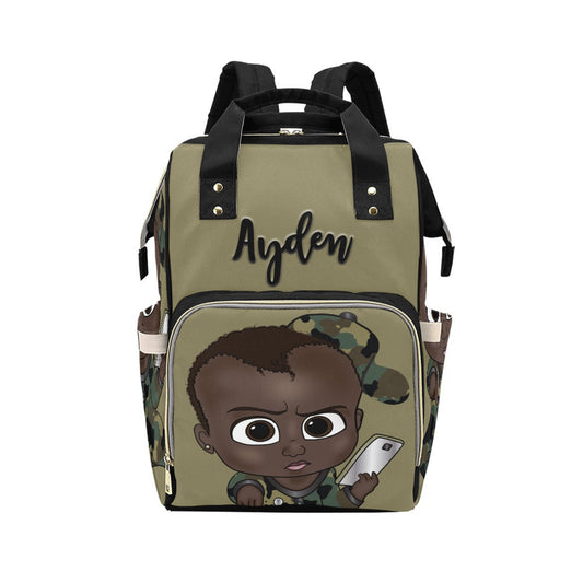 Afro Personalized Baby Bag/ Diaper Bag/ African American Baby Boy Backpack/ Clothing Bottles Bag/ Baby Shower Gift