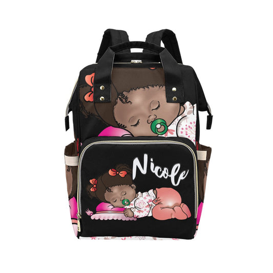 Afro Personalized Baby Bag/ Diaper Bag/ African American Baby Girl Backpack/ Clothing Bottles Bag/ Baby Shower Gift
