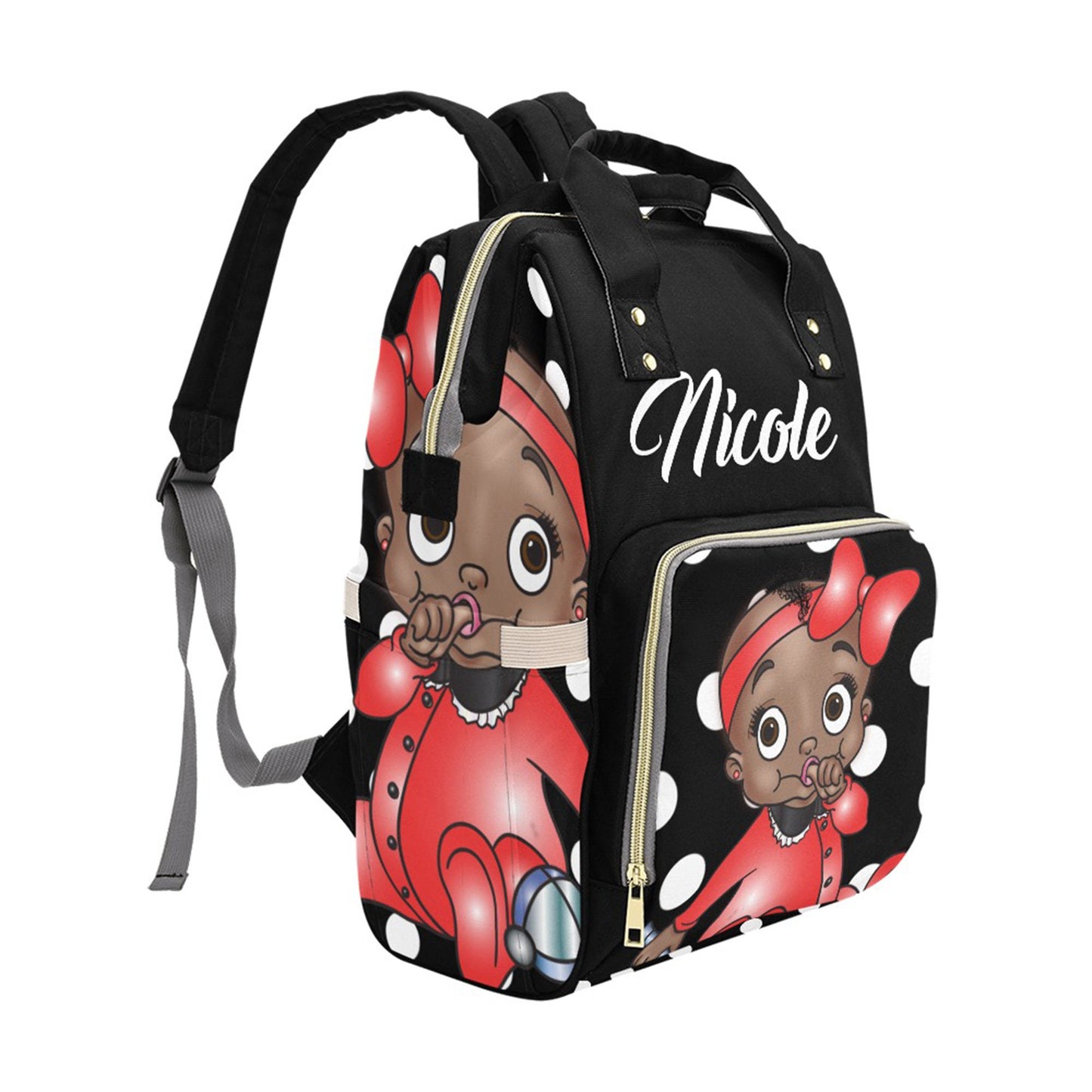 Afro Personalized Baby Bag/ Diaper Bag/ African American Baby Girl Backpack/ Clothing Bottles Bag/ Baby Shower Gift