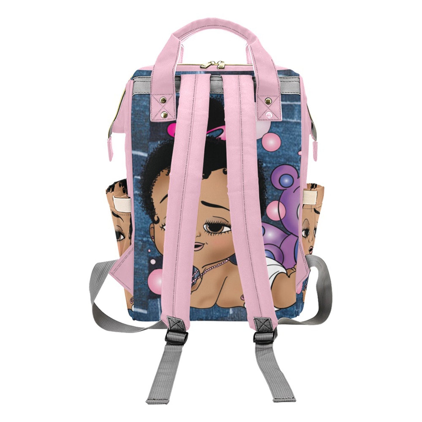 Afro Personalized Baby Bag/ Diaper Bag/ African American Baby Girl Backpack/ Clothing Bottles Bag/ Baby Shower Gift