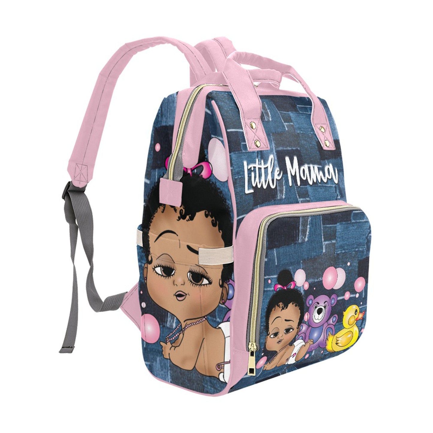 Afro Personalized Baby Bag/ Diaper Bag/ African American Baby Girl Backpack/ Clothing Bottles Bag/ Baby Shower Gift